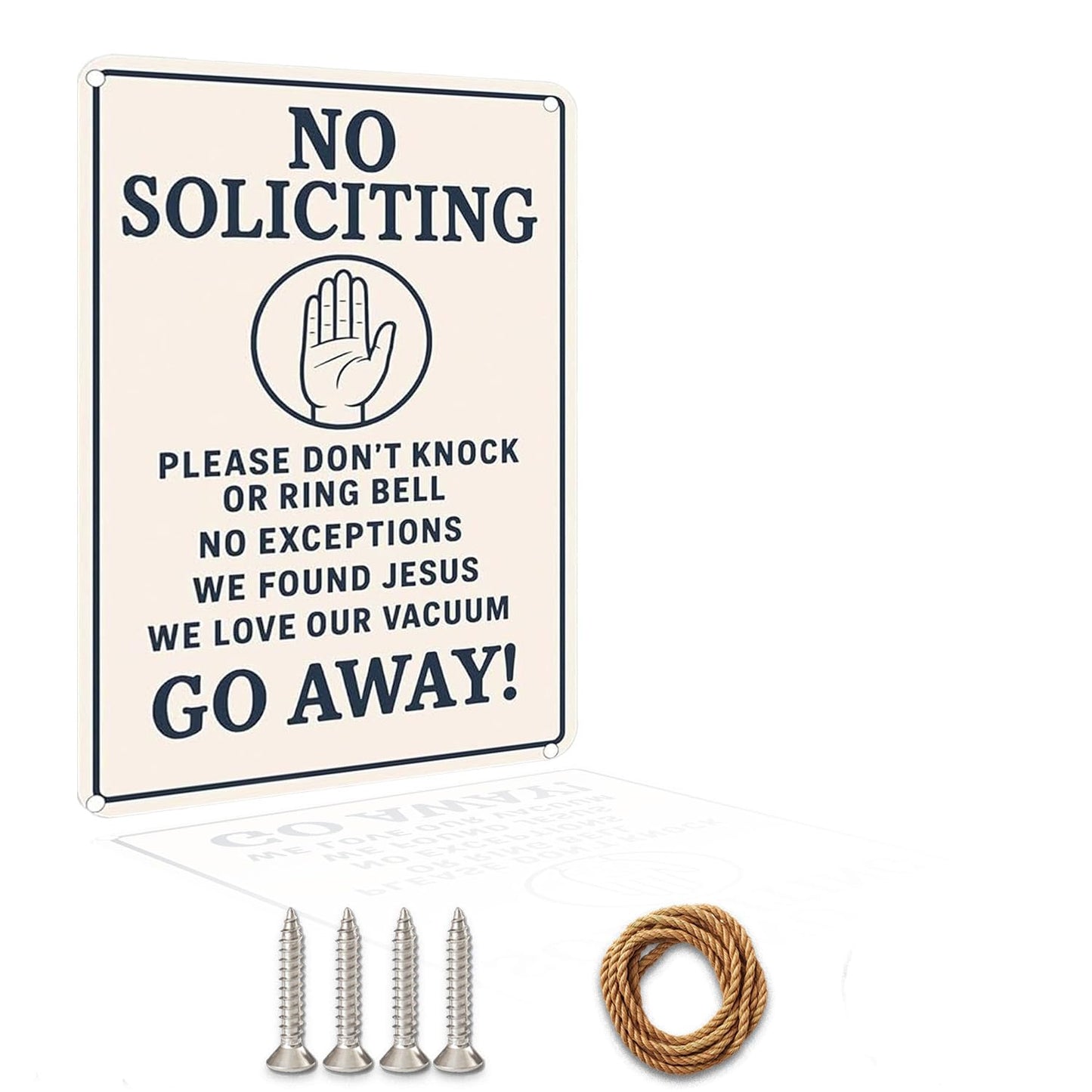 Do Not Knock Sign – 9x12 Inch Funny No Soliciting Metal Sign with Angry Woman Graphic, Rustproof Aluminum, Weatherproof & Windproof, Easy to Clean, Durable Warning for Door or Porch, Includes Screws & Rope