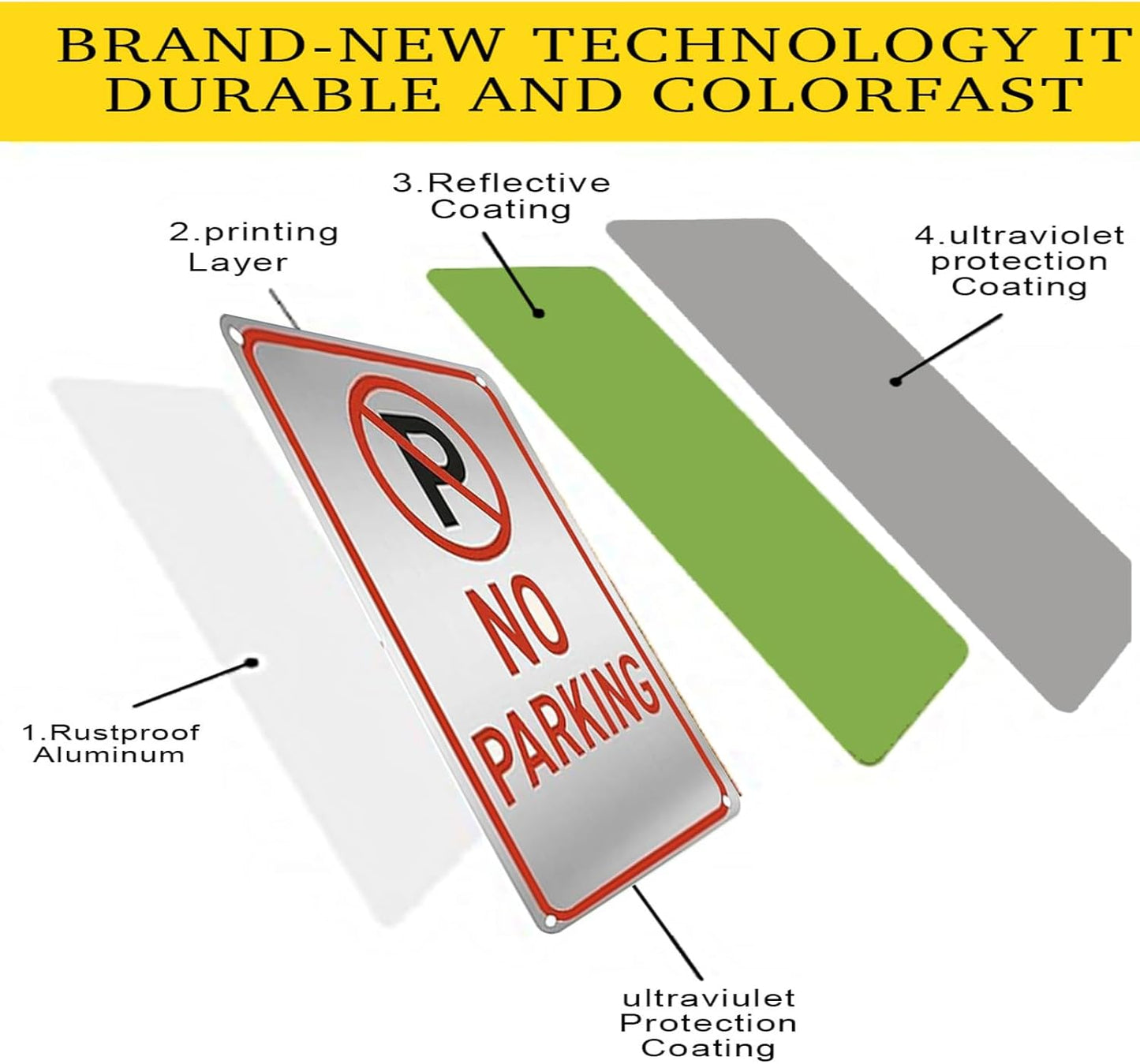 No Parking Signs 9x12 Inch - Heavy Duty Aluminum Metal Outdoor Sign Waterproof Rustproof UV Printed No Parking Sign for Driveway Private Property Fire Lane with Free Mounting Accessories