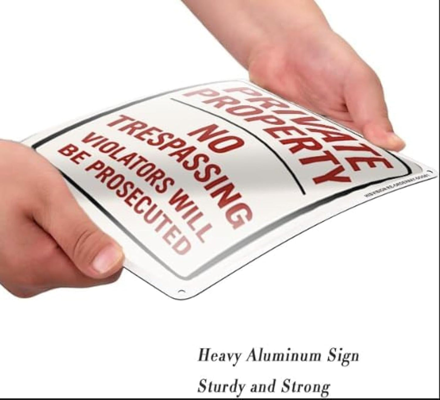 Private Property No Trespassing Sign – 9x12 Inch Rustproof Aluminum Warning, Weatherproof, Easy to Mount, Violators Will Be Prosecuted (2-Pack), Includes Screws & Rope