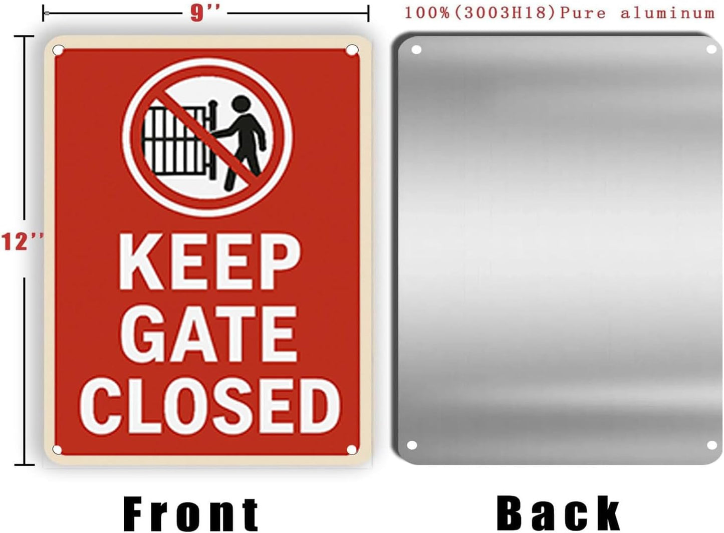 Keep Gate Closed Sign - Rust-Resistant Aluminum Waterproof Outdoor Sign with UV Fade-Resistant Ink, Includes Rope & Screws for Easy Installation - Suitable for Yard, Fence, Dog/Pool/Livestock Area