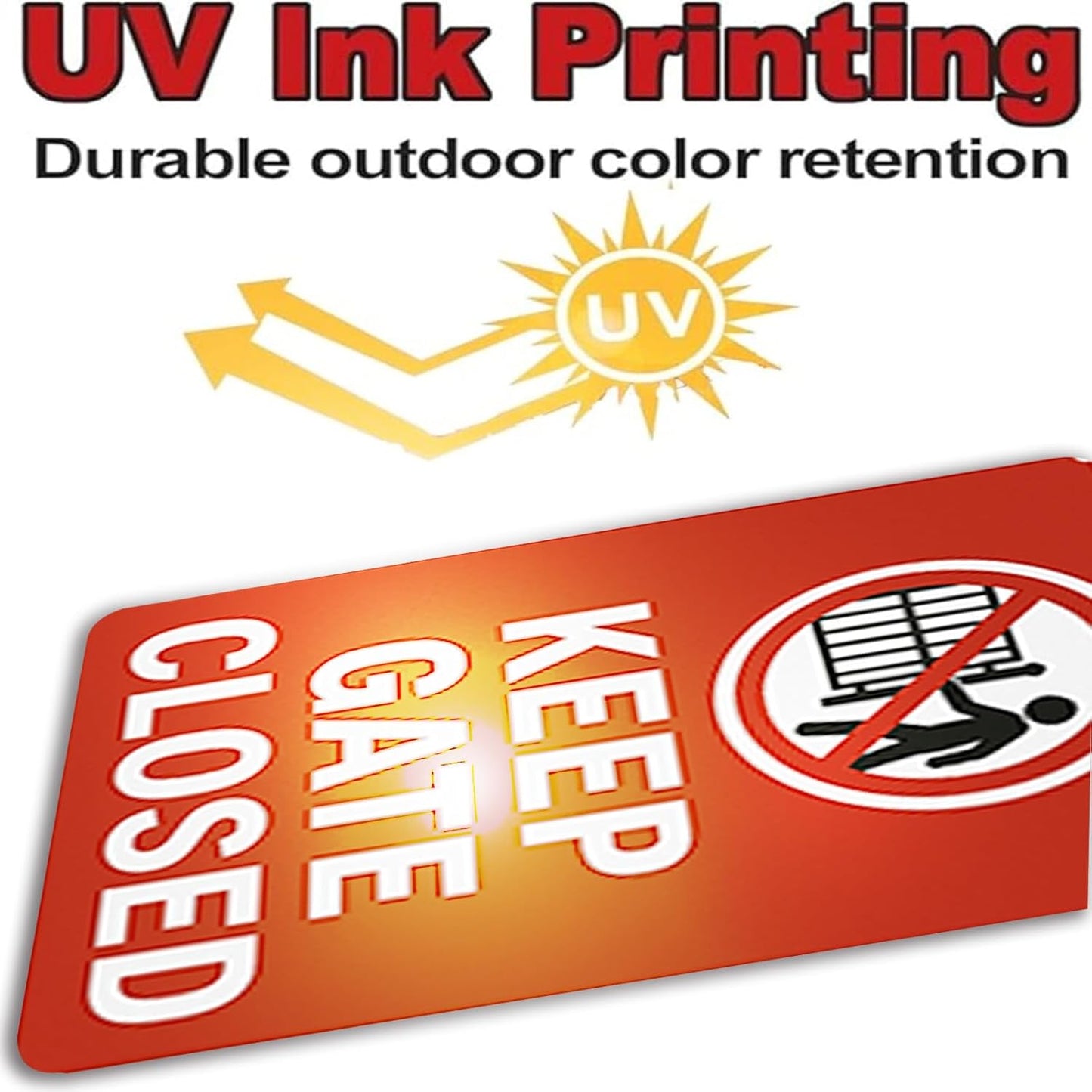 Keep Gate Closed Sign - Rust-Resistant Aluminum Waterproof Outdoor Sign with UV Fade-Resistant Ink, Includes Rope & Screws for Easy Installation - Suitable for Yard, Fence, Dog/Pool/Livestock Area