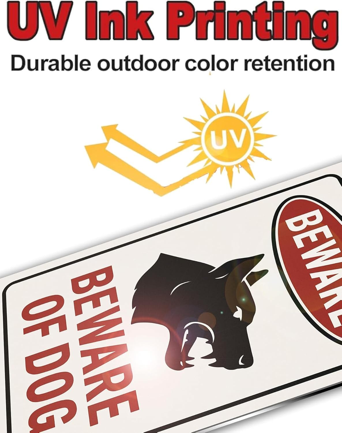 Beware of Dog Sign – 9x12 Inch Heavy Duty Rust-Free Aluminum Warning for Yard, Gate or Fence – Waterproof, UV Printed, Easy to Mount, Includes Screws & Jute Rope