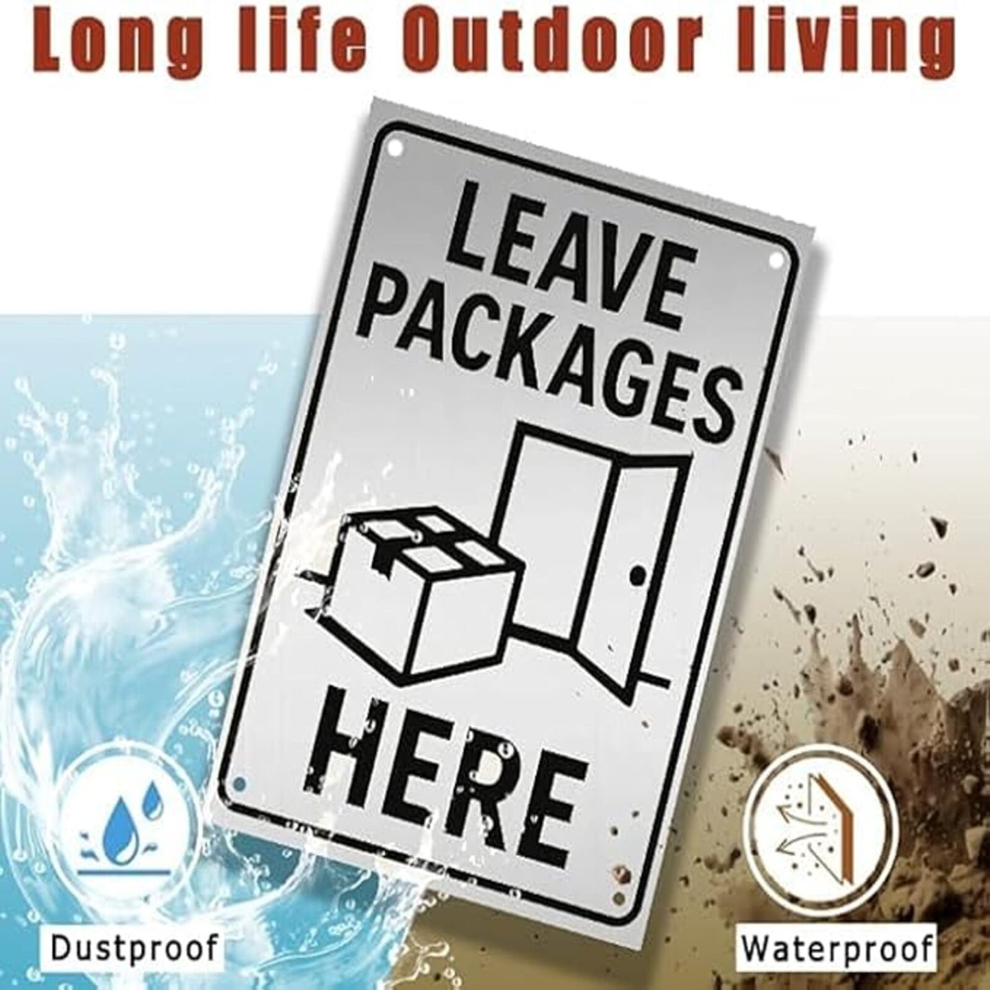 Leave Packages Here Sign 9x12 Inch - Aluminum Metal Delivery Signs for Packages Waterproof Rustproof UV Printed Custom Outdoor Delivery Instructions Sign with FREE Mounting Accessories