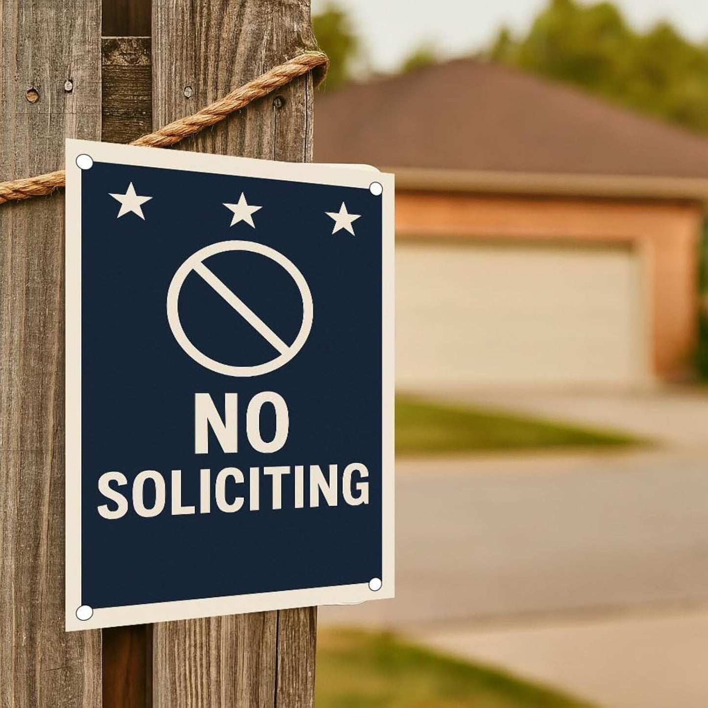No Soliciting Sign for House Funny, 12 x 9 Inches Rust-Proof Aluminum No Soliciting Sign for Front Door, Humorous Do Not Ring Doorbell Signs, No Solicitation Signs for Home with Screws & Rope (Black)