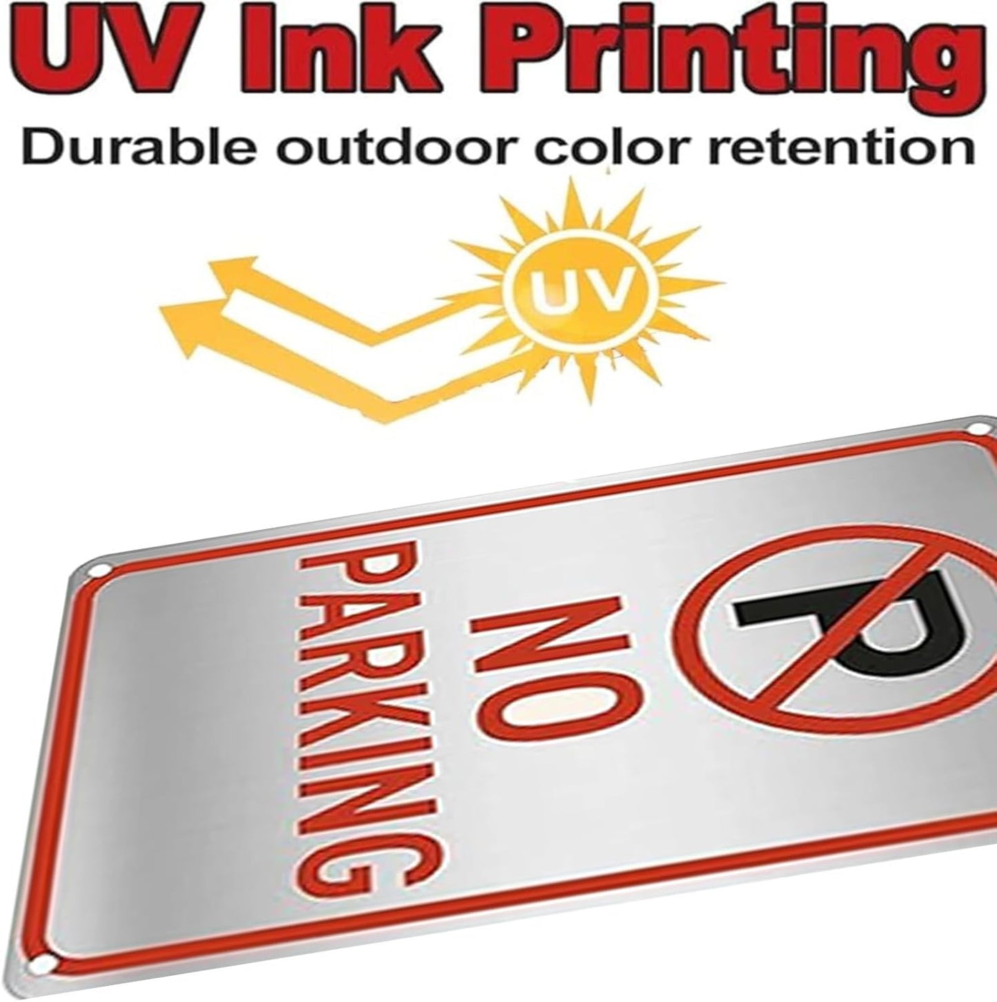 No Parking Signs 9x12 Inch - Heavy Duty Aluminum Metal Outdoor Sign Waterproof Rustproof UV Printed No Parking Sign for Driveway Private Property Fire Lane with Free Mounting Accessories