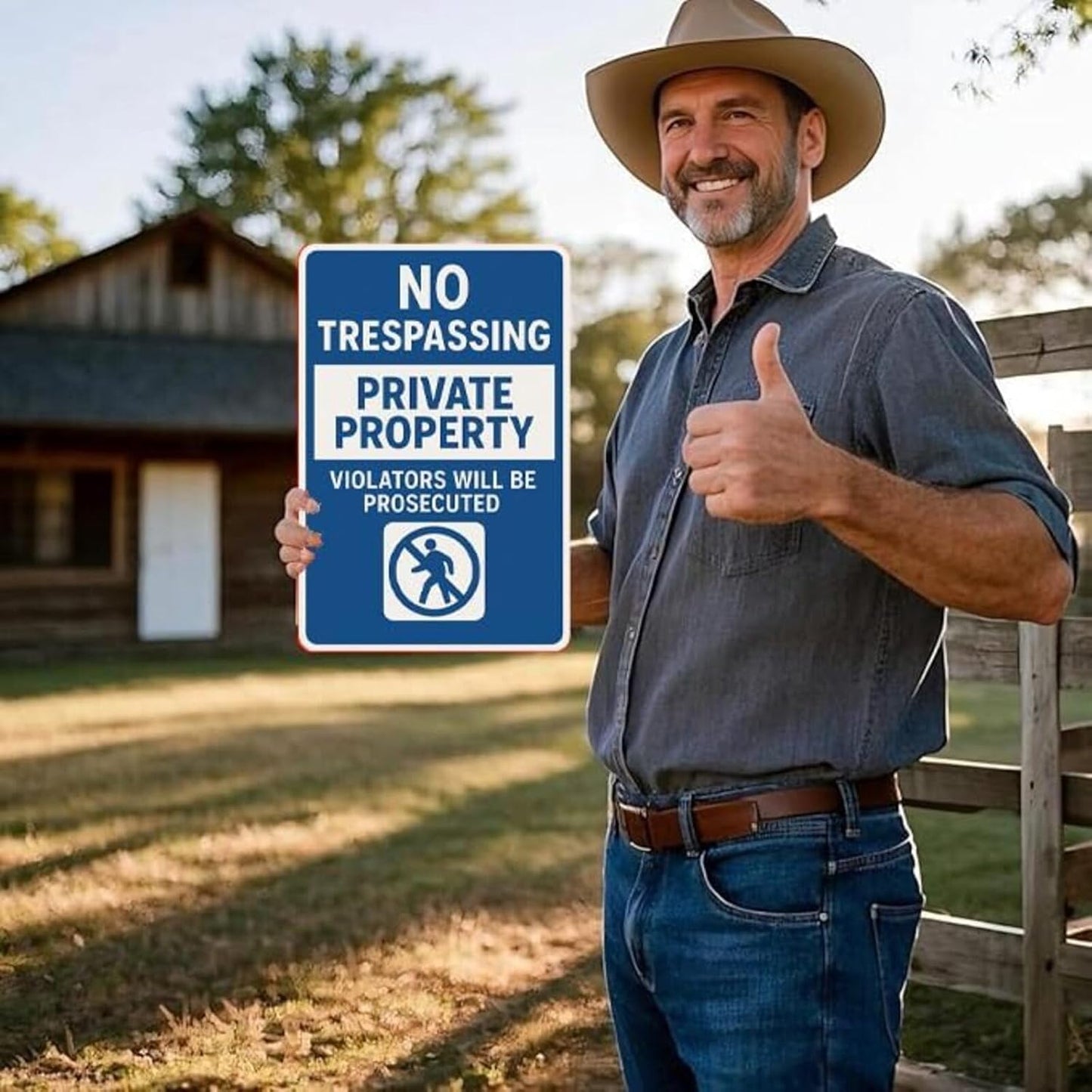 Private Property No Trespassing Sign 9x12 Inch – Heavy Duty Rustproof Aluminum No Trespassing Signs with “VIOLATORS WILL PROSECUTED”, Waterproof,UV Printed,no trespassing yard sign With Screws & Rope