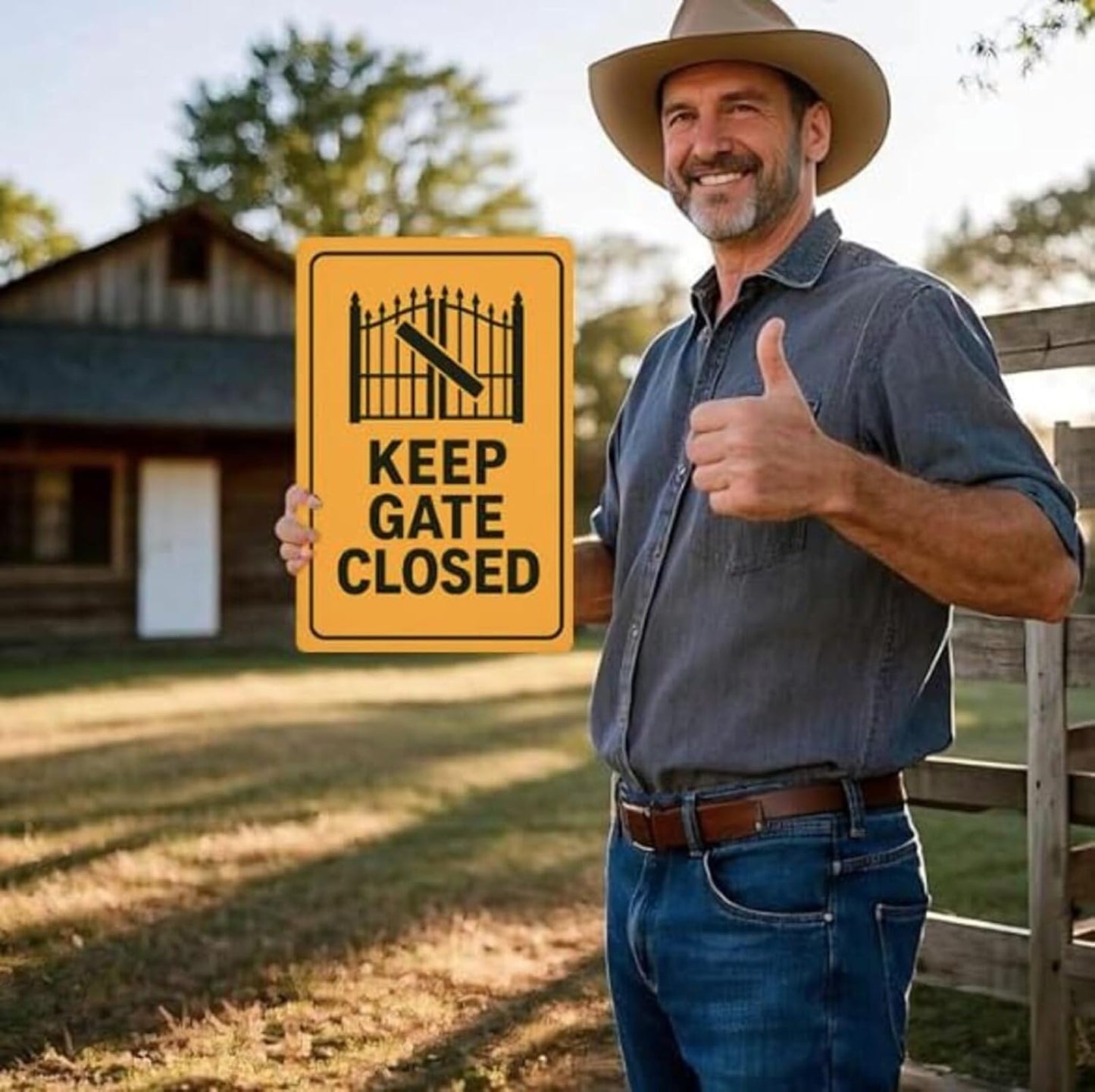 Keep Gate Closed Sign – 2 Pack 9x12 Inch Rustproof Aluminum Warning, Weatherproof Metal Gate for Outdoor Fence, Includes Screws & Jute Rope for Easy Hanging