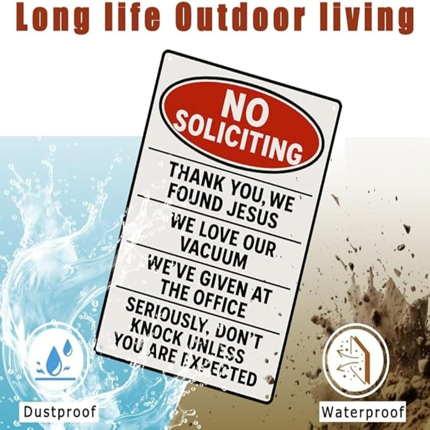 Funny No Soliciting Sign 9x12 Inch - Heavy Duty Aluminum No Soliciting Signs for House Waterproof UV Printed Outdoor Sign with FREE Mounting Accessories No Soliciting Sign for Door/Yard/Front Door