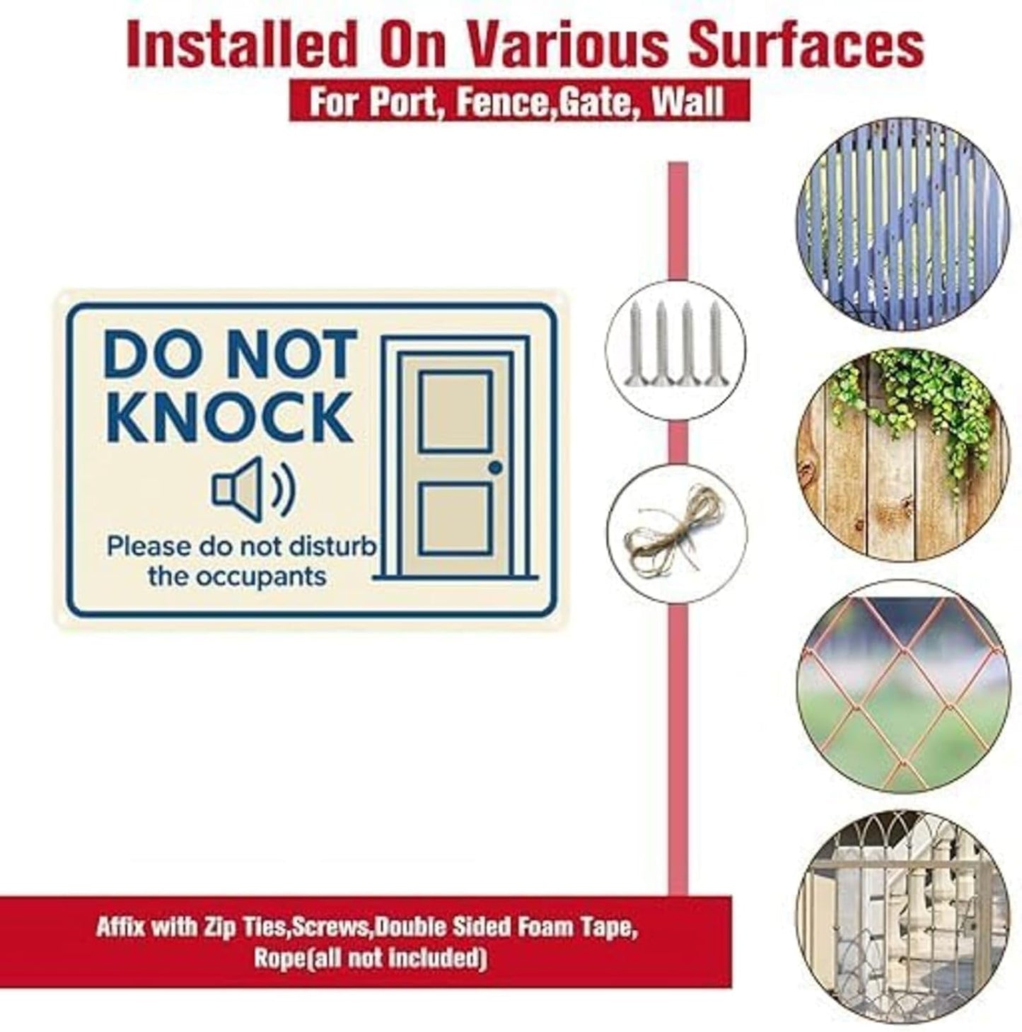 Dekvoraq Do Not Knock 9x12 Inch – Heavy Duty Rustproof Aluminum Please Do Not Disturb Sign with FREE Mounting Accessories, Waterproof UV Printed Outdoor Door Gate