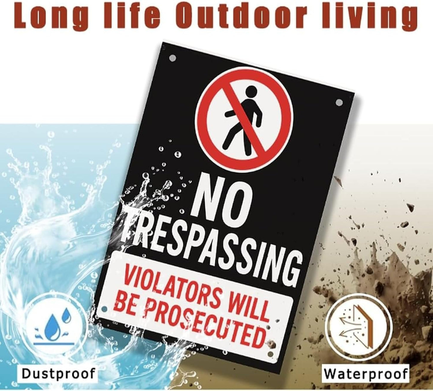 No Trespassing Signs for Private Property 9x12 Inch Rust-Free Aluminum Metal, UV Printed Waterproof Outdoor Weather Resistant Warning Sign for Yard Fence Gate with Free Accessories