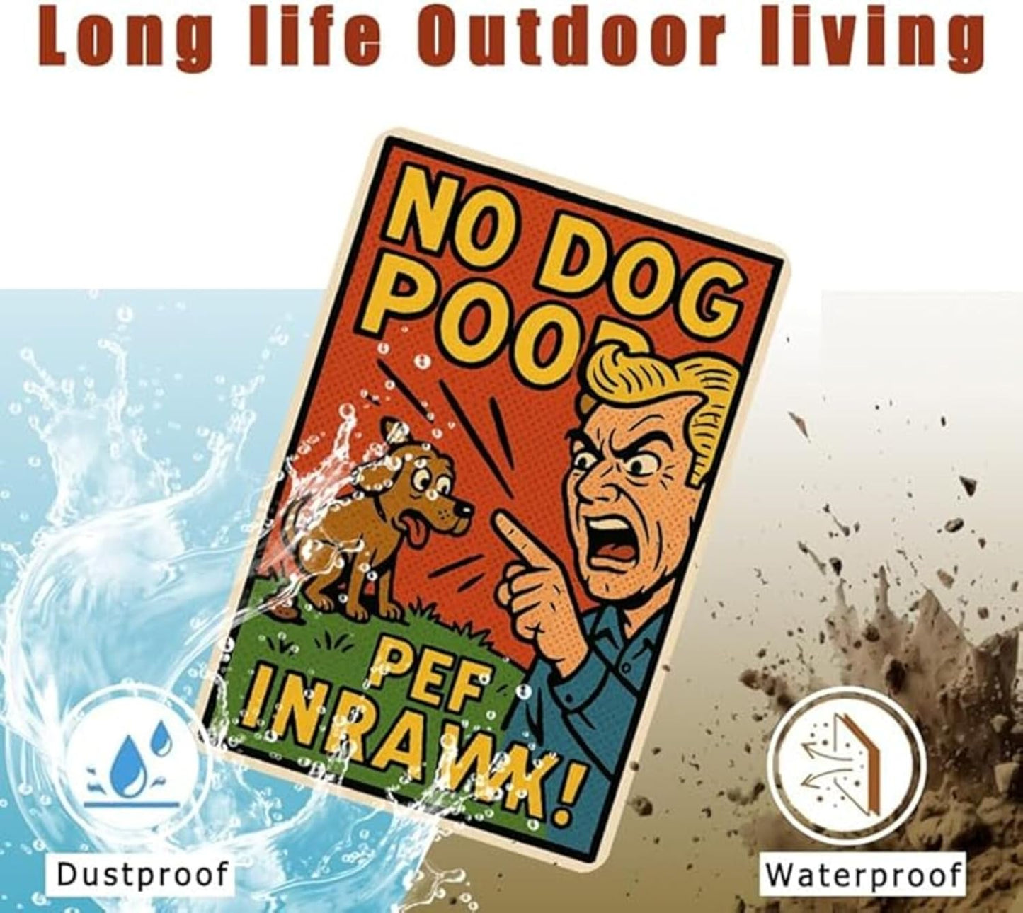 Dekvoraq No Dog Poop Sign 9x12 Inch – Funny Retro Style Yard Sign, Heavy Duty Rustproof Aluminum Dog Poop Signs for Lawn with FREE Mounting Accessories, Waterproof UV Printed Outdoor Sign