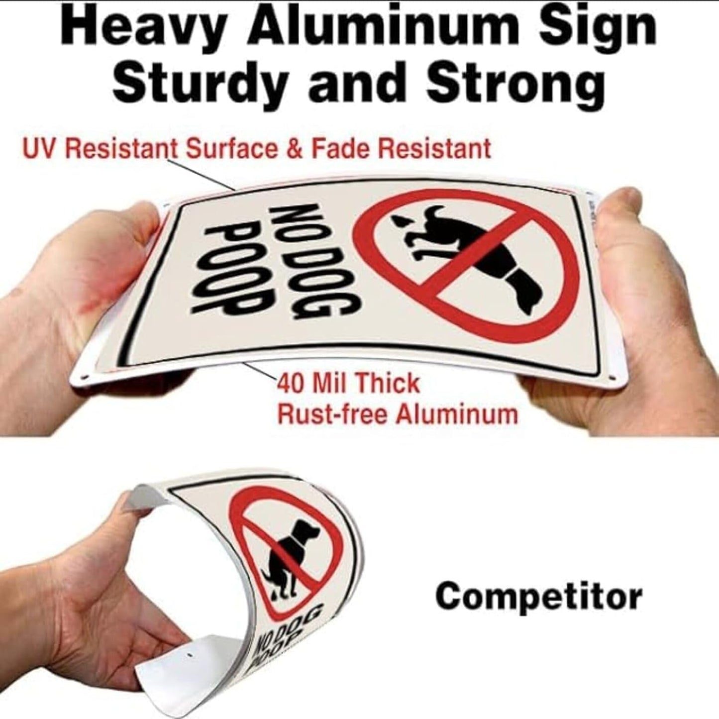 No Dog Poop Signs for Yard - Rust-Free Aluminum Metal Pet Waste Warning Sign Waterproof UV Printed Outdoor Sign to Keep Dogs Off Grass Fit for Lawn Garden Fence Gate