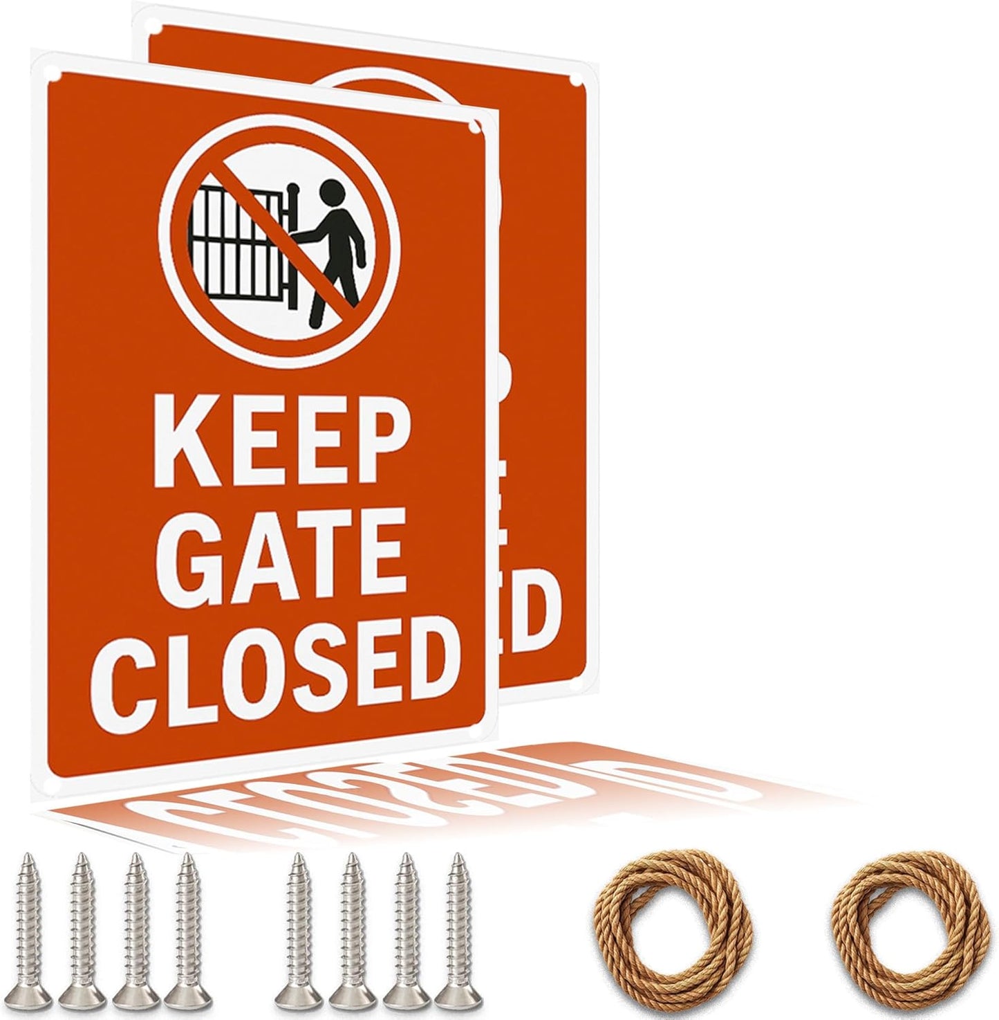 Keep Gate Closed Sign - Rust-Resistant Aluminum Waterproof Outdoor Sign with UV Fade-Resistant Ink, Includes Rope & Screws for Easy Installation - Suitable for Yard, Fence, Dog/Pool/Livestock Area