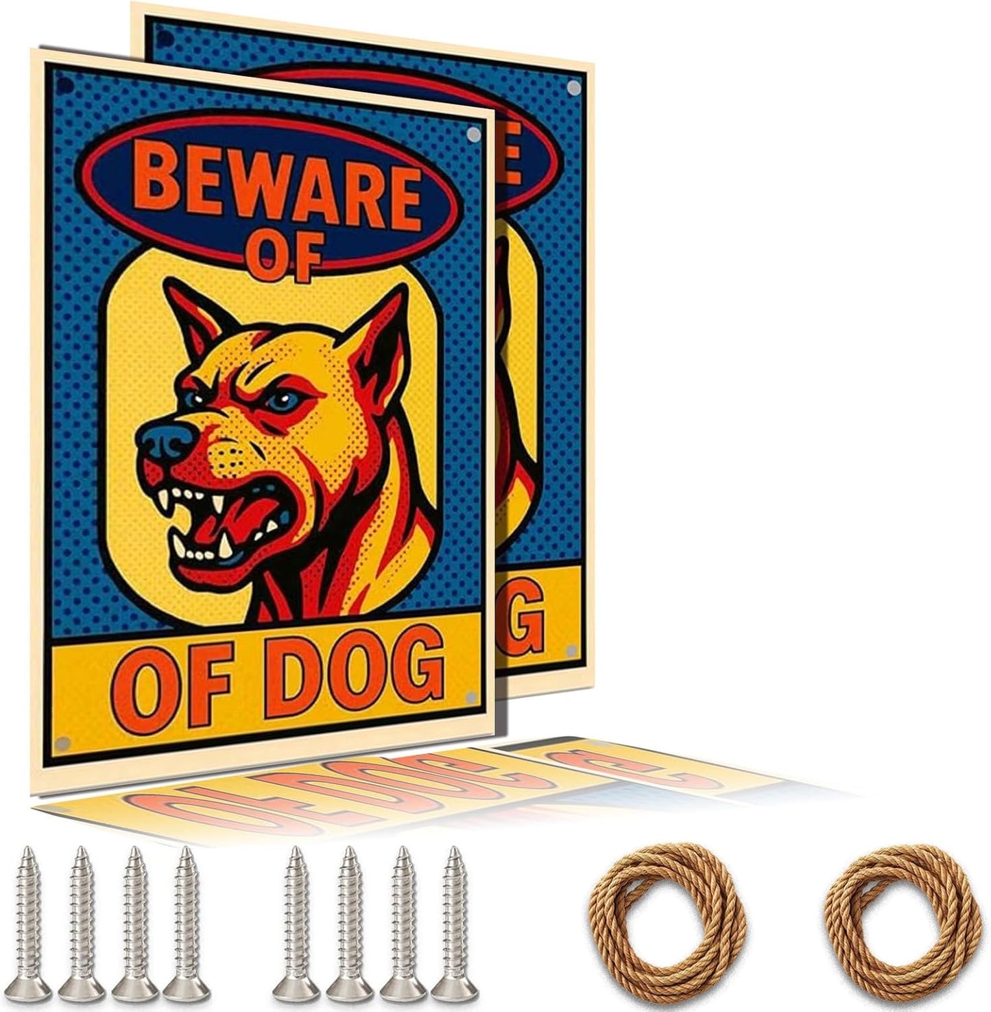 Dekvoraq Beware of Dog Sign 9x12 Inch – Heavy Duty Aluminum Rustproof Outdoor Security Warning Sign with FREE Mounting Accessories, UV Printed Waterproof Guard Dog Yard Sign