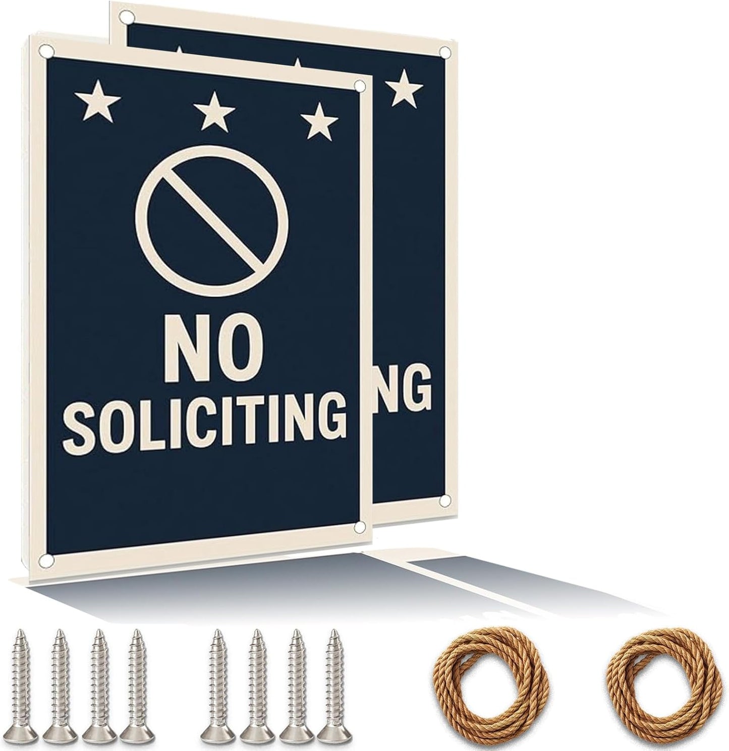 No Soliciting Sign for House Funny, 12 x 9 Inches Rust-Proof Aluminum No Soliciting Sign for Front Door, Humorous Do Not Ring Doorbell Signs, No Solicitation Signs for Home with Screws & Rope (Black)