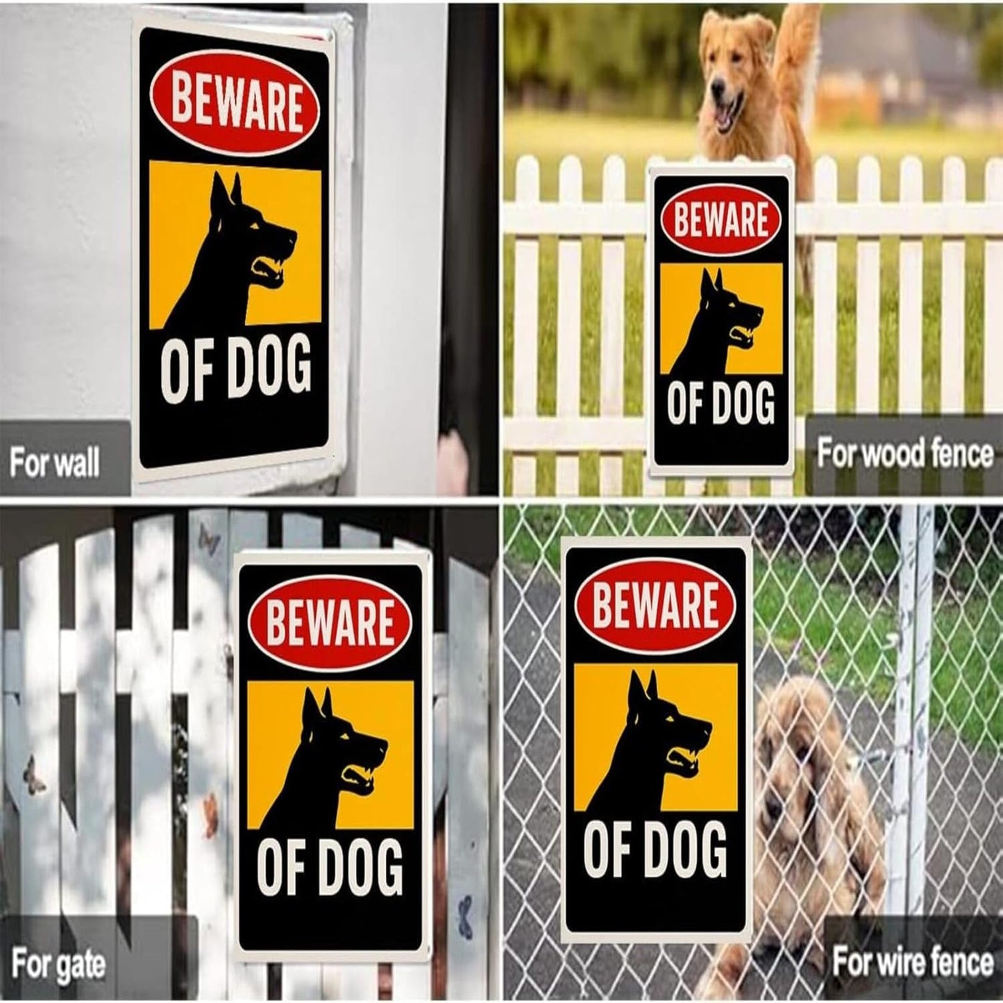 Beware of Dog Sig 9x12 Inch Aluminum UV Printed Warning Sign for Fence Yard Security Outdoor Waterproof Weather Resistant Security Notice with Mounting Accessories. Ideal for Dog Owner