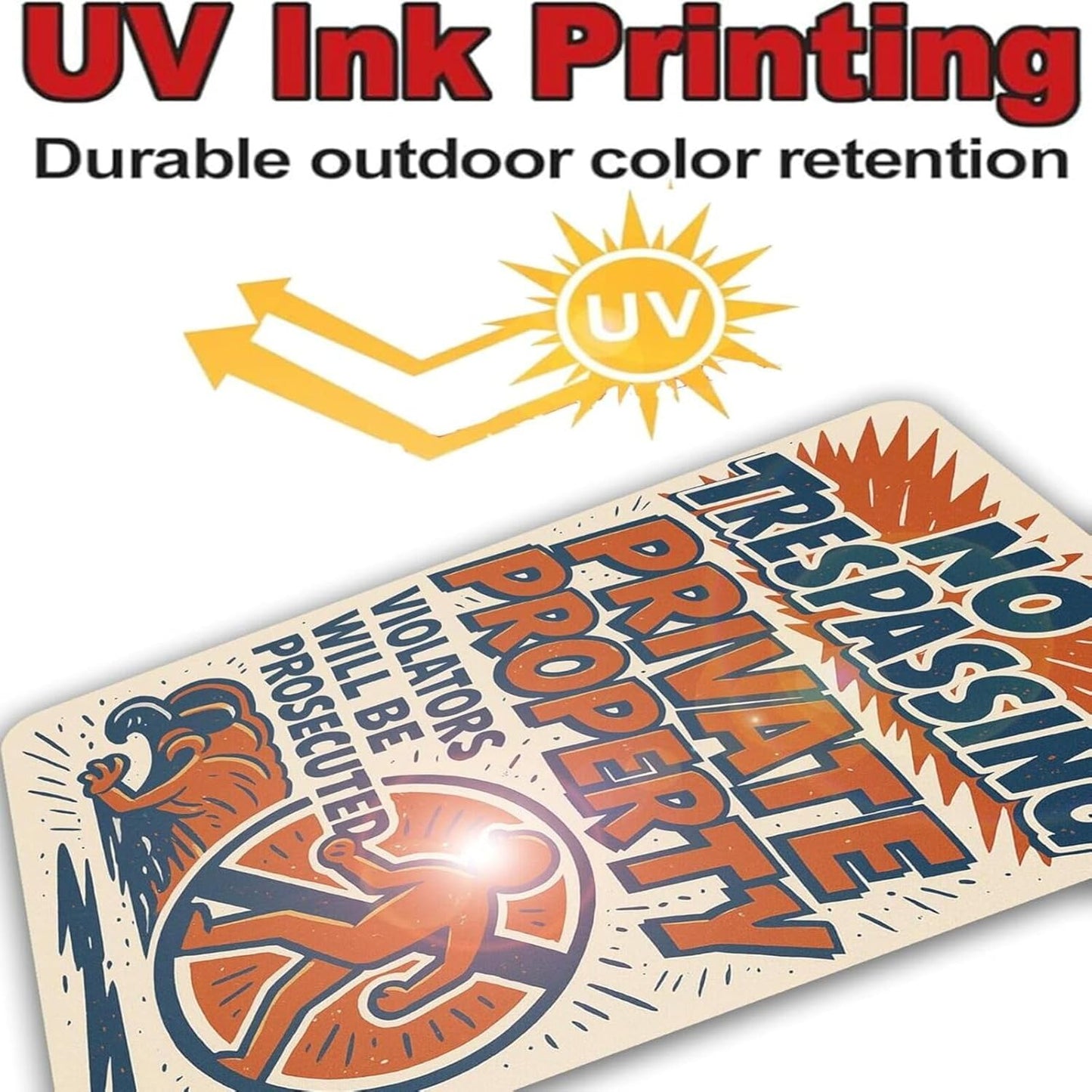 No Trespassing Private Property Sign 9x12 Inch – Heavy Duty Rustproof Aluminum Outdoor Security Sign Waterproof UV Printed Private Property Sign with FREE Mounting Accessories