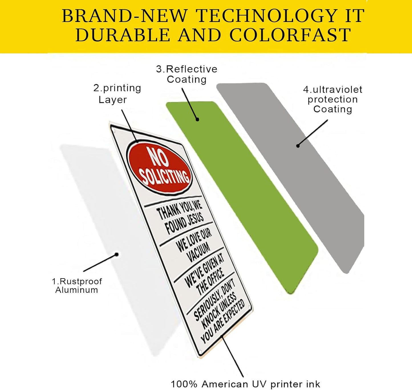 Funny No Soliciting Sign 9x12 Inch - Heavy Duty Aluminum No Soliciting Signs for House Waterproof UV Printed Outdoor Sign with FREE Mounting Accessories No Soliciting Sign for Door/Yard/Front Door