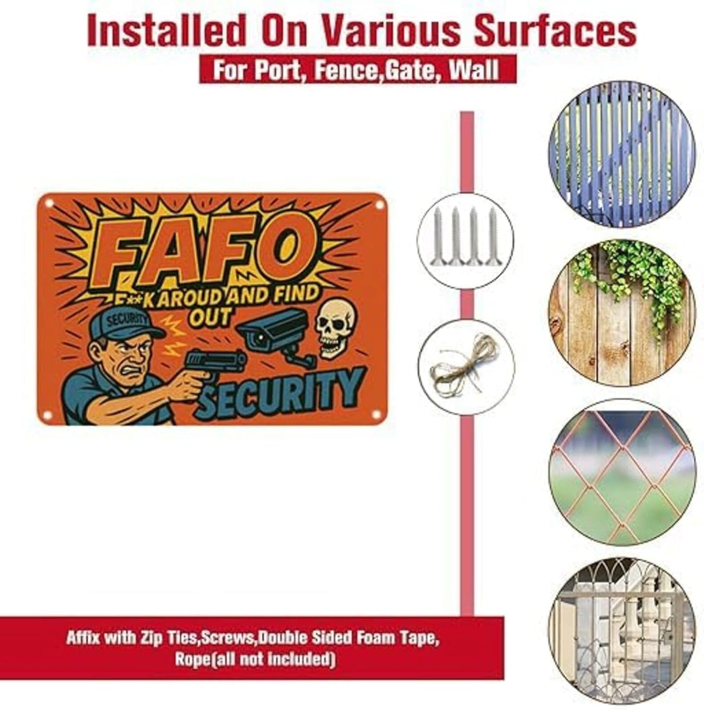 FAFO Security Sign 9x12 Inch – Funny Warning FAFO Sign, Heavy Duty Rustproof Aluminum FAFO Security Signs for Outdoor with FREE Mounting Accessories, Waterproof UV Printed
