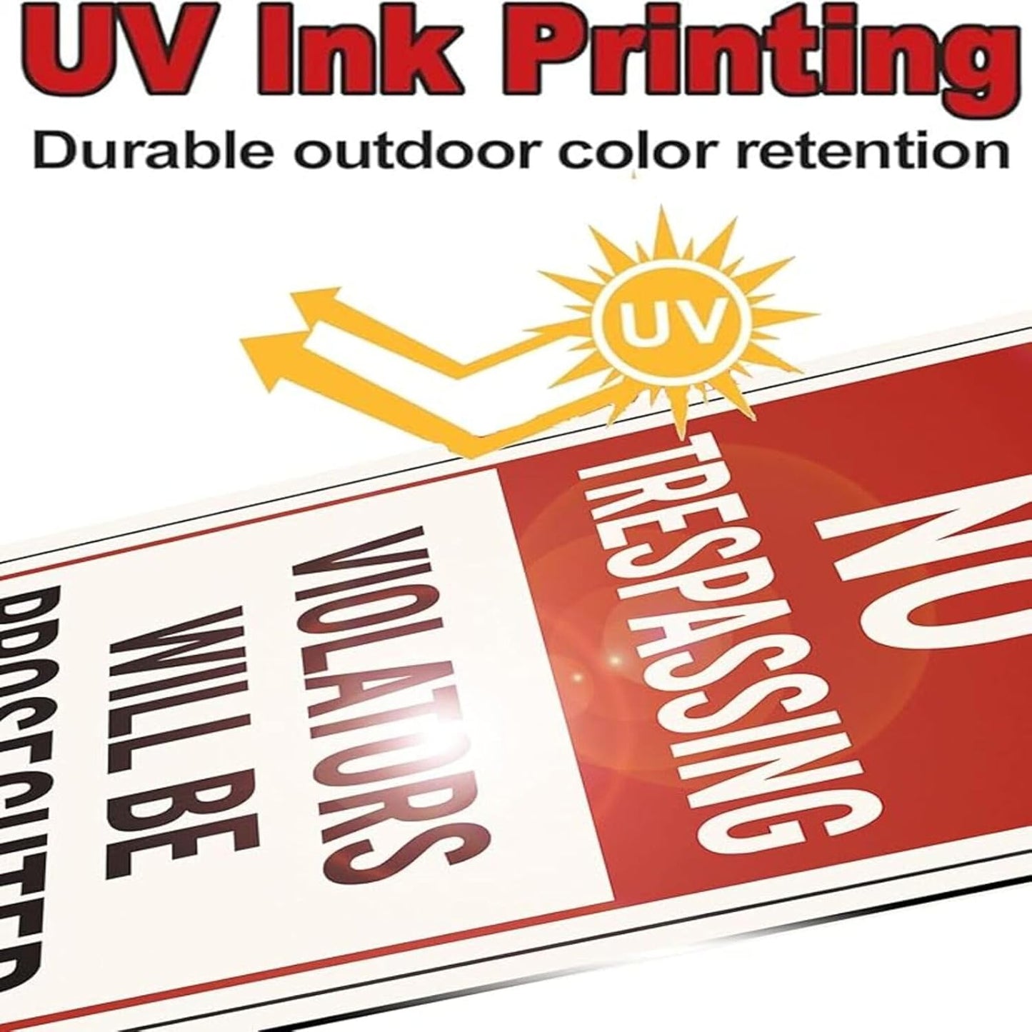 No Trespassing Sign 9x12 Inch – Large Private Property Aluminum Sign Outdoor Waterproof Rust-Free Metal Warning Sign with Free Mounting Accessories(Screws & Jute Rope)