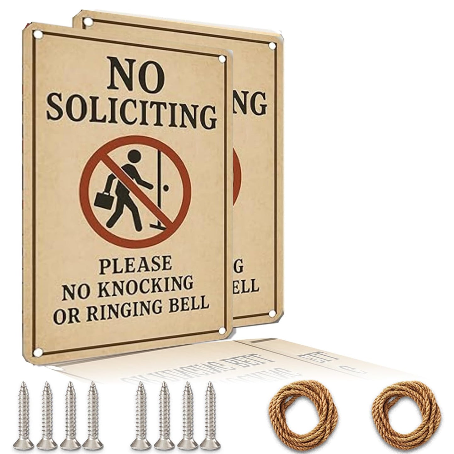 Nah We Good No Soliciting Sign – 12 x 9 Inches Funny No Soliciting Sign for House, Rust-Proof Metal No Soliciting Sign for Front Door, Outdoor Cute No Soliciting Sign with Screws & Rope