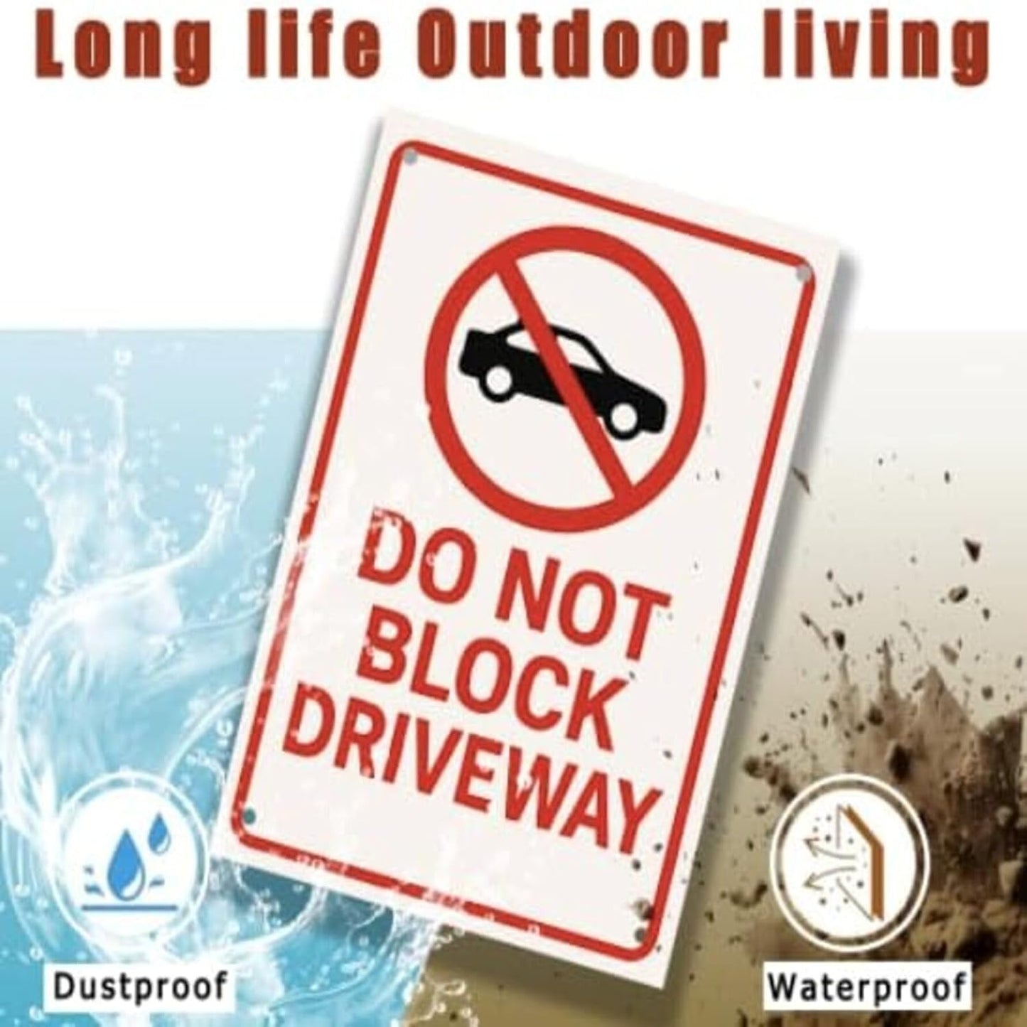 Do Not Block Driveway Sign 9x12 Inch - Heavy Duty Rustproof Aluminum No Parking Sign with Free Mounting Kit Waterproof UV Printed Outdoor Private Property Warning Sign for Driveway/Fence/Garage