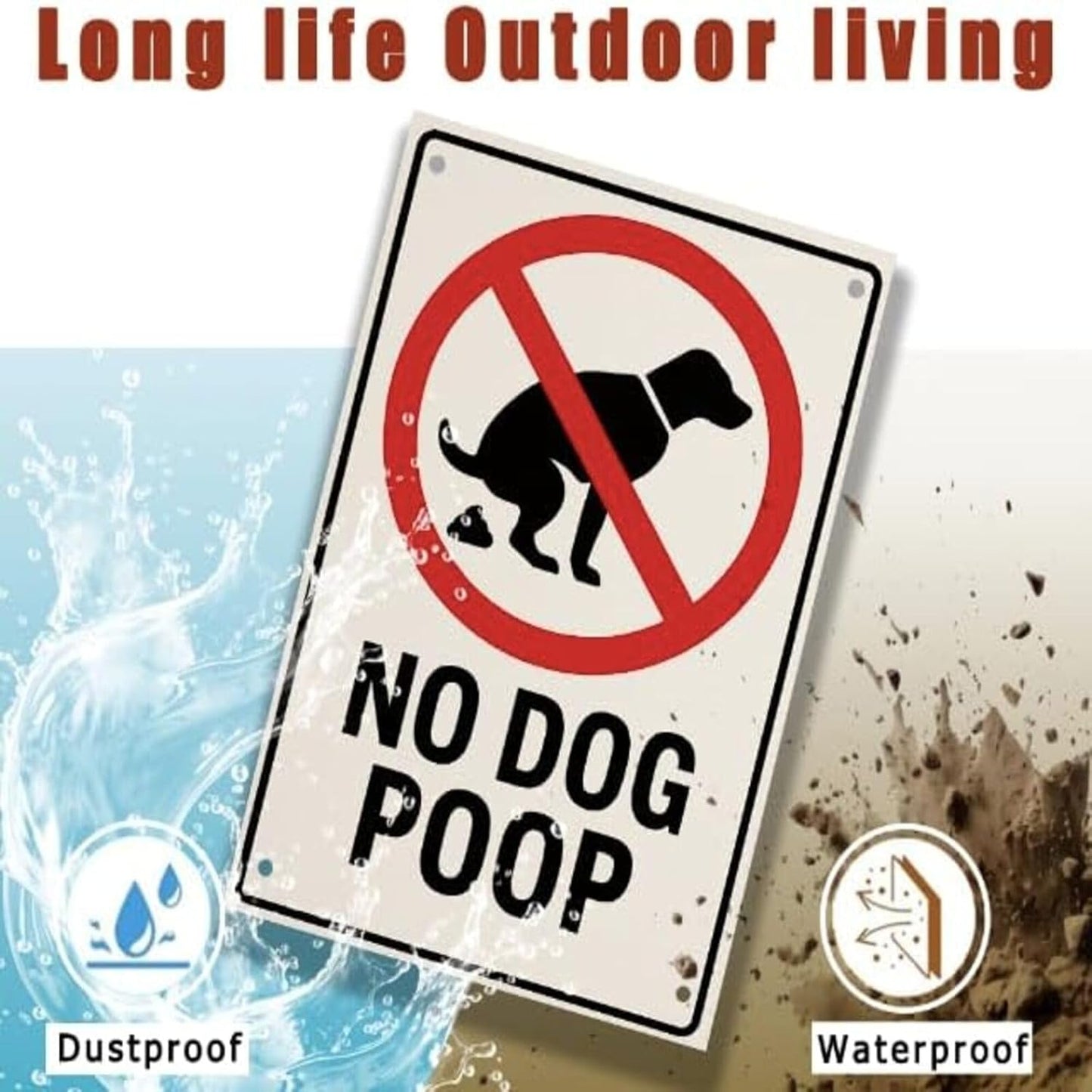 No Dog Poop Signs for Yard - Rust-Free Aluminum Metal Pet Waste Warning Sign Waterproof UV Printed Outdoor Sign to Keep Dogs Off Grass Fit for Lawn Garden Fence Gate