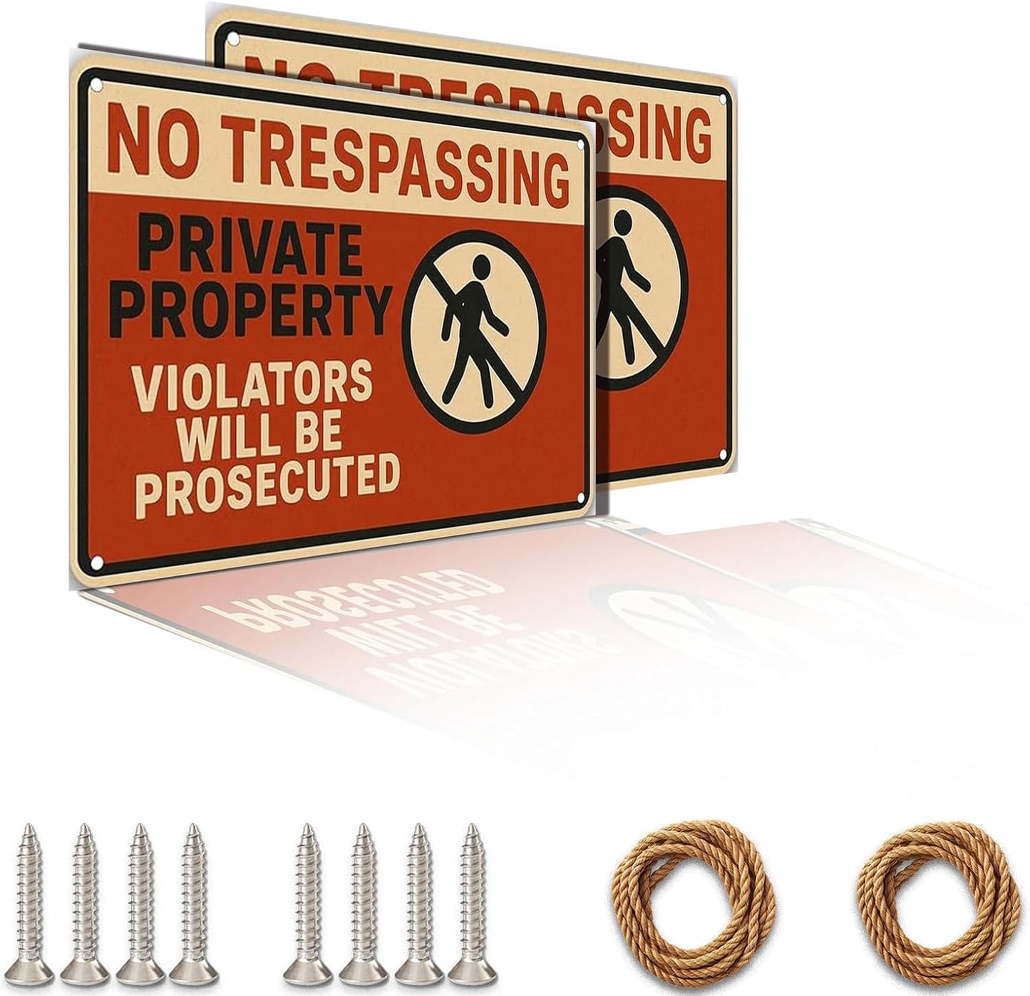 No Trespassing Sign 9x12 Inch Weather Resistant Aluminum Notice Private Property Sign UV Printed Visible Private Property Violators Will Be Prosecuted Signs with FREE Mounting Accessories