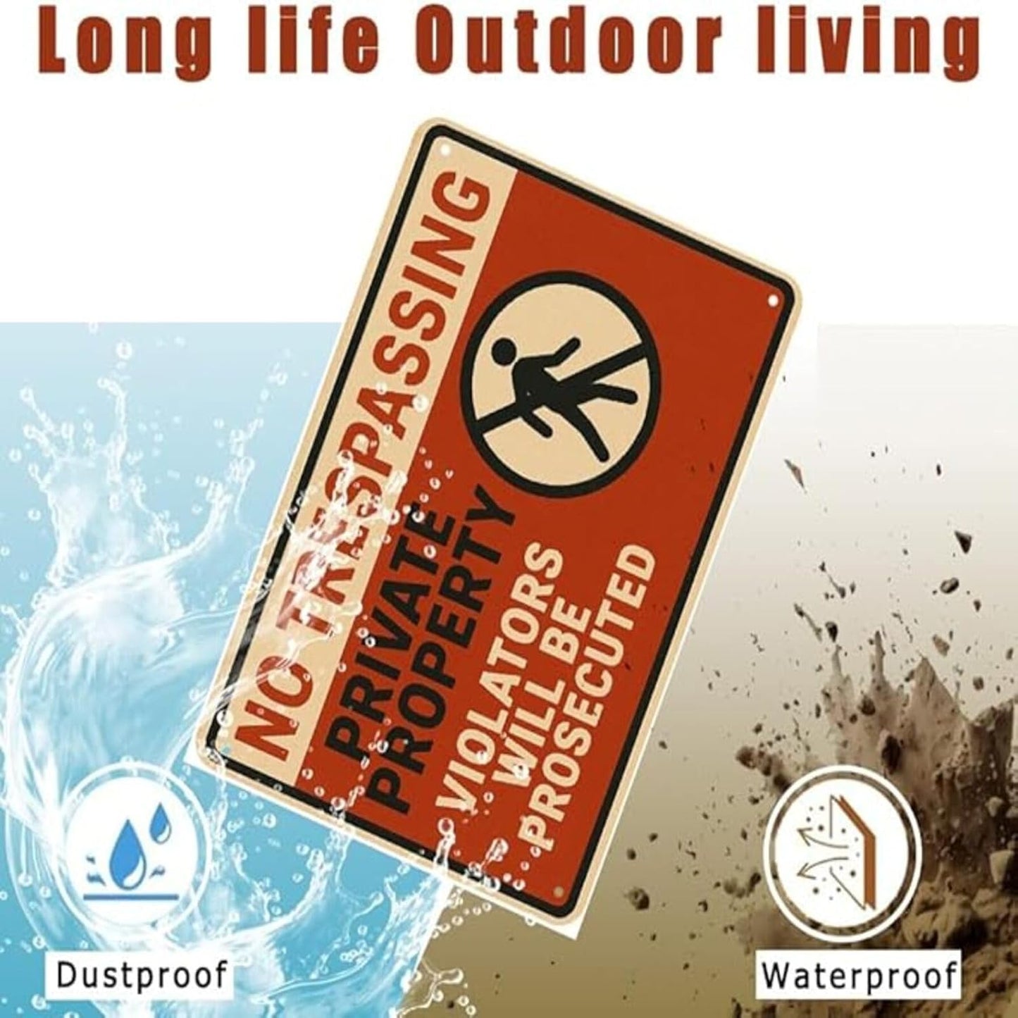 No Trespassing Sign 9x12 Inch Weather Resistant Aluminum Notice Private Property Sign UV Printed Visible Private Property Violators Will Be Prosecuted Signs with FREE Mounting Accessories