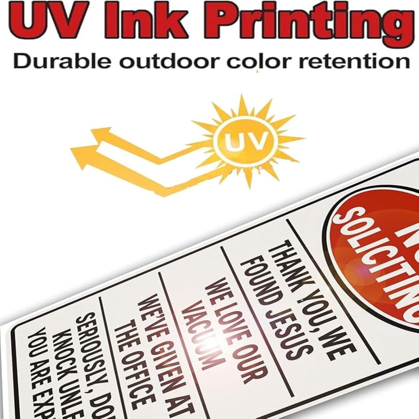 Funny No Soliciting Sign 9x12 Inch - Heavy Duty Aluminum No Soliciting Signs for House Waterproof UV Printed Outdoor Sign with FREE Mounting Accessories No Soliciting Sign for Door/Yard/Front Door