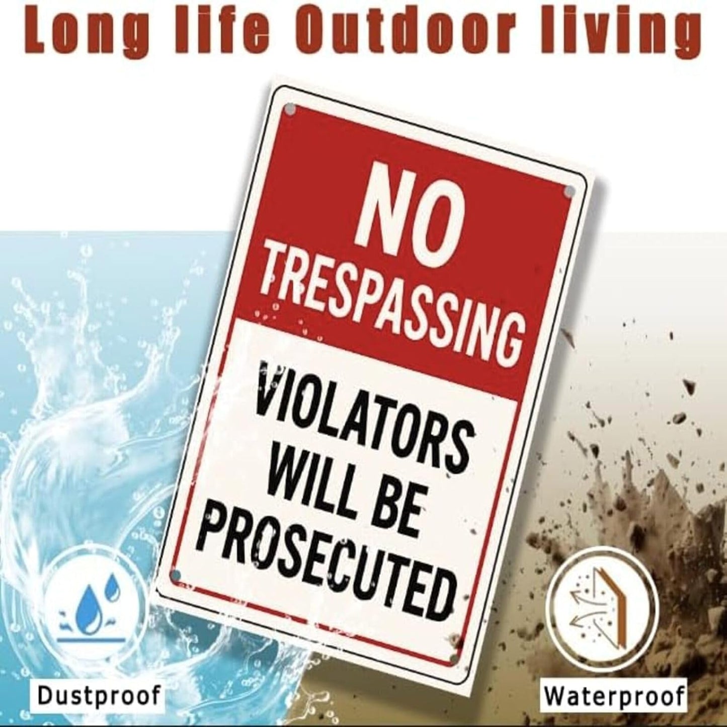 No Trespassing Sign 9x12 Inch – Large Private Property Aluminum Sign Outdoor Waterproof Rust-Free Metal Warning Sign with Free Mounting Accessories(Screws & Jute Rope)