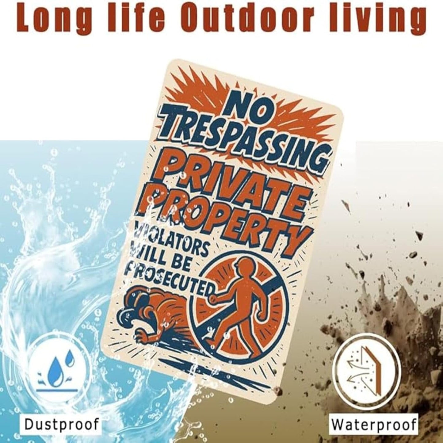 No Trespassing Private Property Sign 9x12 Inch – Heavy Duty Rustproof Aluminum Outdoor Security Sign Waterproof UV Printed Private Property Sign with FREE Mounting Accessories