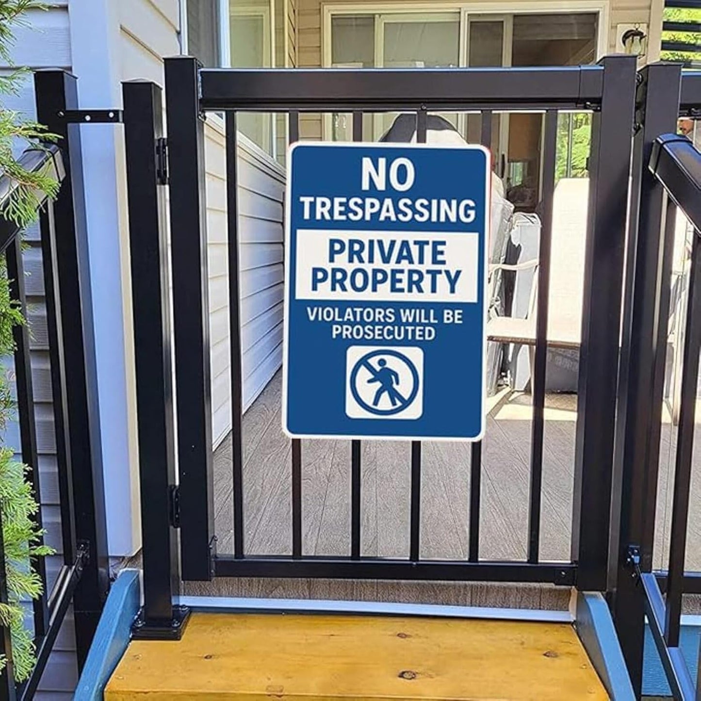 Private Property No Trespassing Sign 9x12 Inch – Heavy Duty Rustproof Aluminum No Trespassing Signs with “VIOLATORS WILL PROSECUTED”, Waterproof,UV Printed,no trespassing yard sign With Screws & Rope