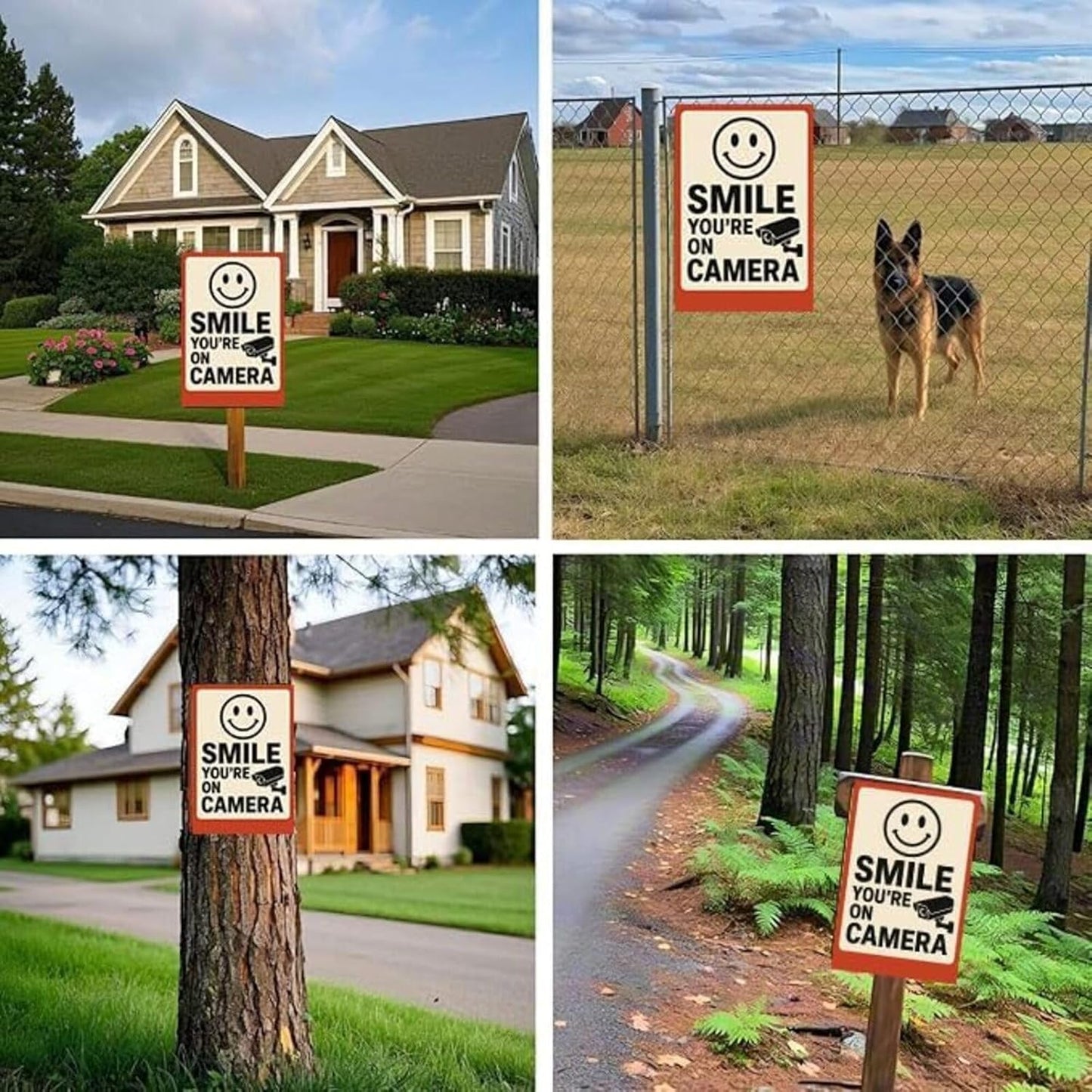 Smile You're On Camera Sign - 9x12 Inch Aluminum Surveillance Warning UV Printed Waterproof Outdoor Yard Fence Gate Funny Smile Your On Candid Camera Sign for Home Businesswith Free Accessories