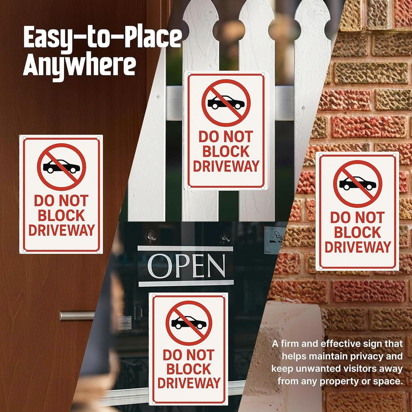 Do Not Block Driveway Sign 9x12 Inch - Heavy Duty Rustproof Aluminum No Parking Sign with Free Mounting Kit Waterproof UV Printed Outdoor Private Property Warning Sign for Driveway/Fence/Garage