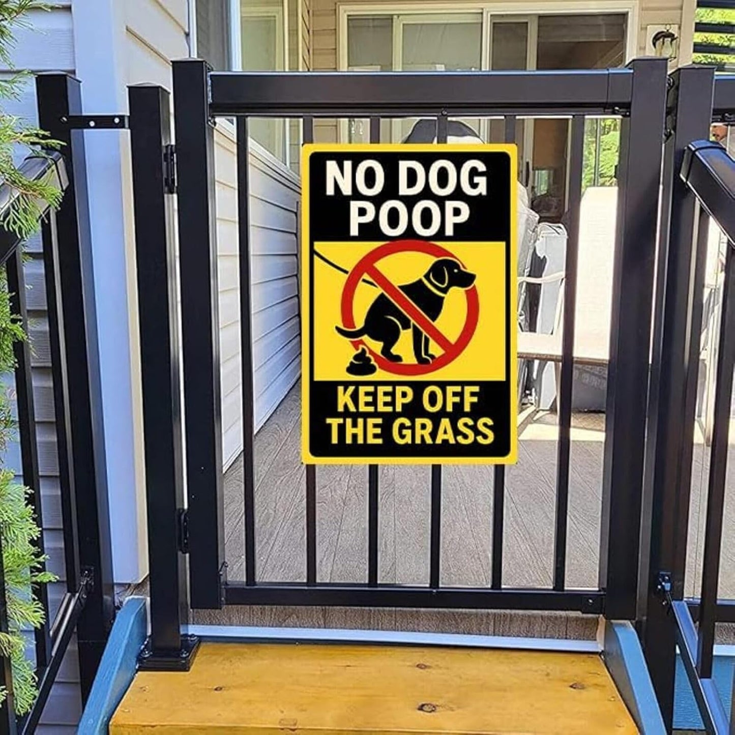 No Dog Poop Signs for Yard - Rust-Free Aluminum Keep Off Grass Lawn Sign UV Printed Waterproof Outdoor Fence Gate Garden Decor with Free Screws & Rope Perfect Pick Up After Your Dog Sign