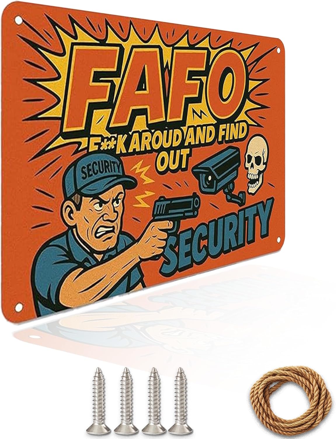 FAFO Security Sign 9x12 Inch – Funny Warning FAFO Sign, Heavy Duty Rustproof Aluminum FAFO Security Signs for Outdoor with FREE Mounting Accessories, Waterproof UV Printed