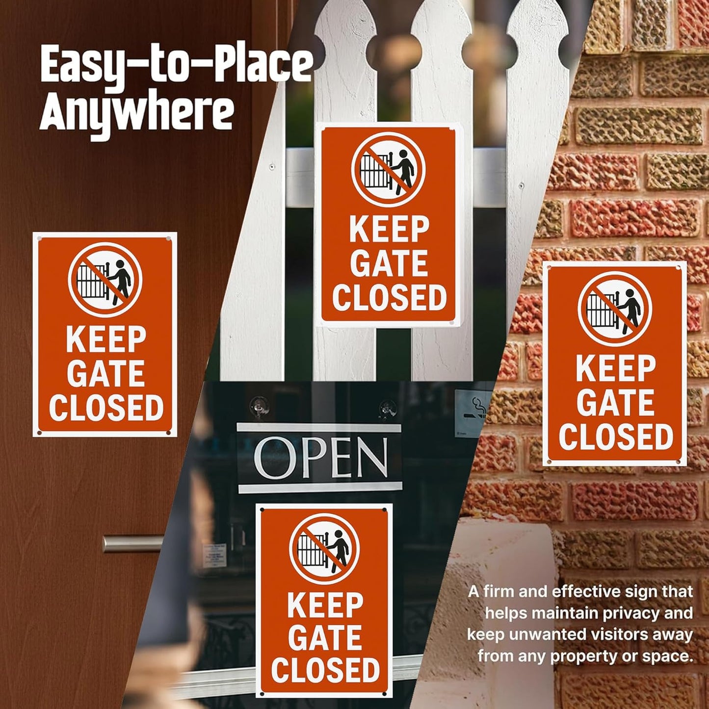 Keep Gate Closed Sign - Rust-Resistant Aluminum Waterproof Outdoor Sign with UV Fade-Resistant Ink, Includes Rope & Screws for Easy Installation - Suitable for Yard, Fence, Dog/Pool/Livestock Area