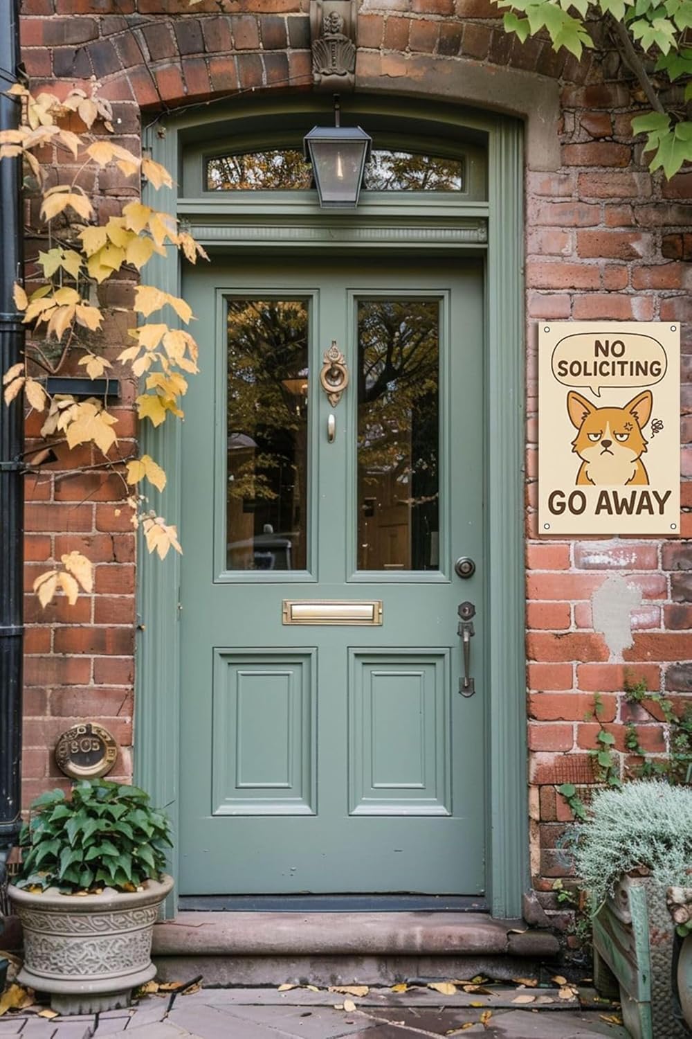 Nah We Good No Soliciting Sign – 12 x 9 Inches Funny No Soliciting Sign for House, Rust-Proof Metal No Soliciting Sign for Front Door, Outdoor Cute No Soliciting Sign with Screws & Rope