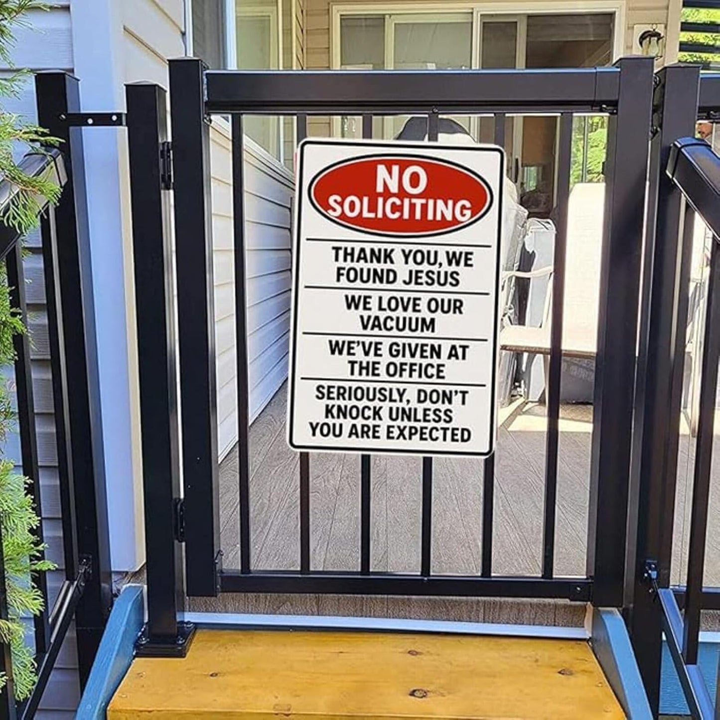 Funny No Soliciting Sign 9x12 Inch - Heavy Duty Aluminum No Soliciting Signs for House Waterproof UV Printed Outdoor Sign with FREE Mounting Accessories No Soliciting Sign for Door/Yard/Front Door
