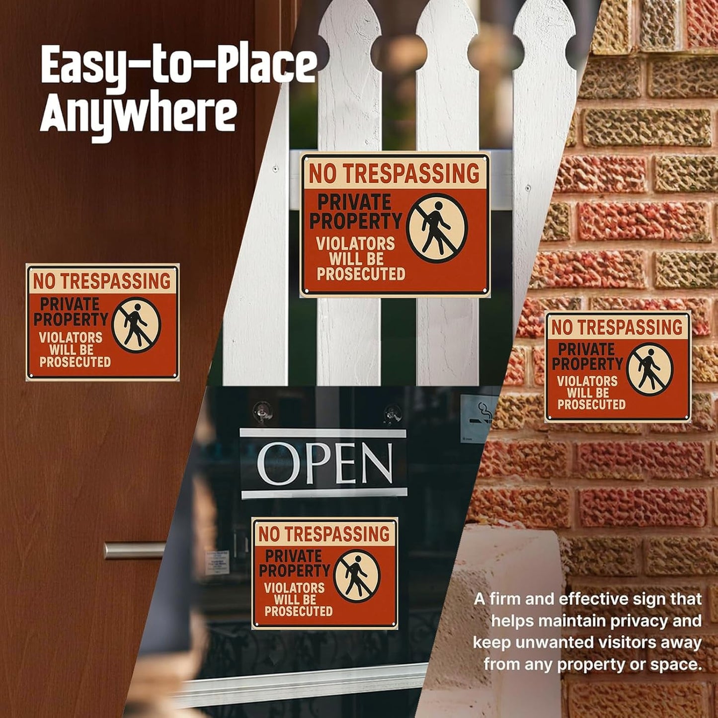 No Trespassing Sign 9x12 Inch Weather Resistant Aluminum Notice Private Property Sign UV Printed Visible Private Property Violators Will Be Prosecuted Signs with FREE Mounting Accessories