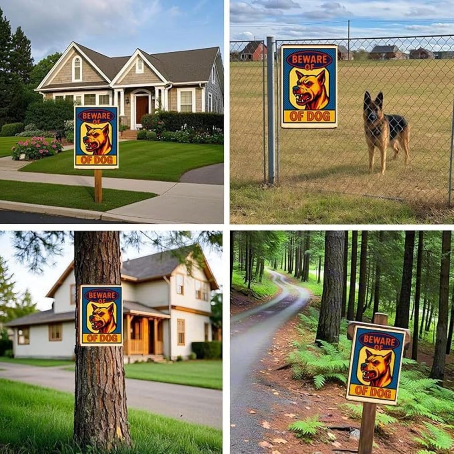 Dekvoraq Beware of Dog Sign 9x12 Inch – Heavy Duty Aluminum Rustproof Outdoor Security Warning Sign with FREE Mounting Accessories, UV Printed Waterproof Guard Dog Yard Sign