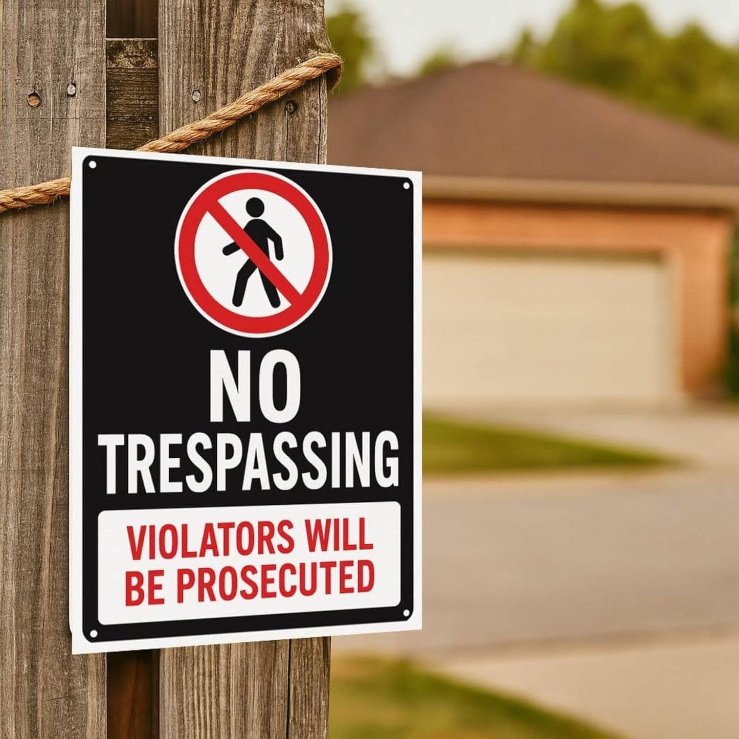 No Trespassing Signs for Private Property 9x12 Inch Rust-Free Aluminum Metal, UV Printed Waterproof Outdoor Weather Resistant Warning Sign for Yard Fence Gate with Free Accessories