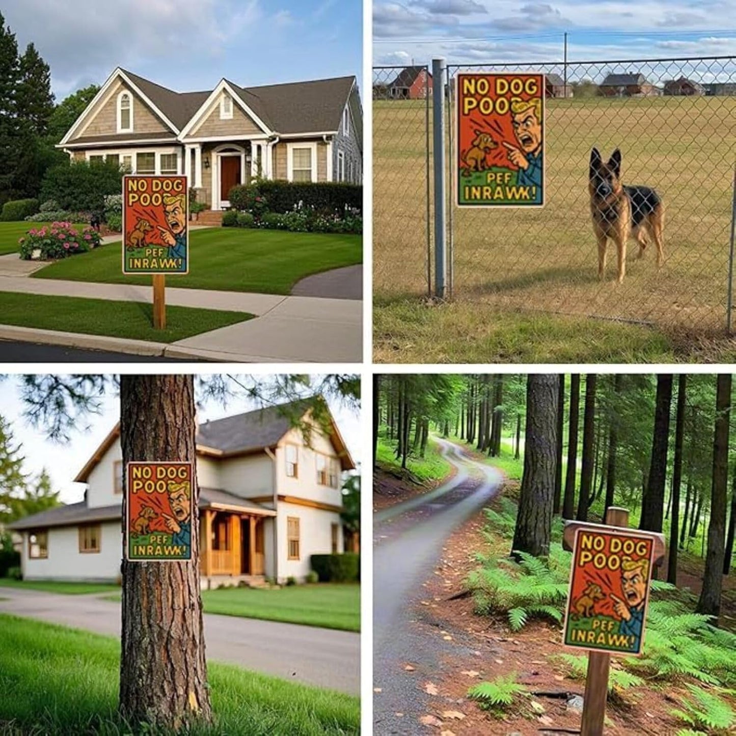 Dekvoraq No Dog Poop Sign 9x12 Inch – Funny Retro Style Yard Sign, Heavy Duty Rustproof Aluminum Dog Poop Signs for Lawn with FREE Mounting Accessories, Waterproof UV Printed Outdoor Sign