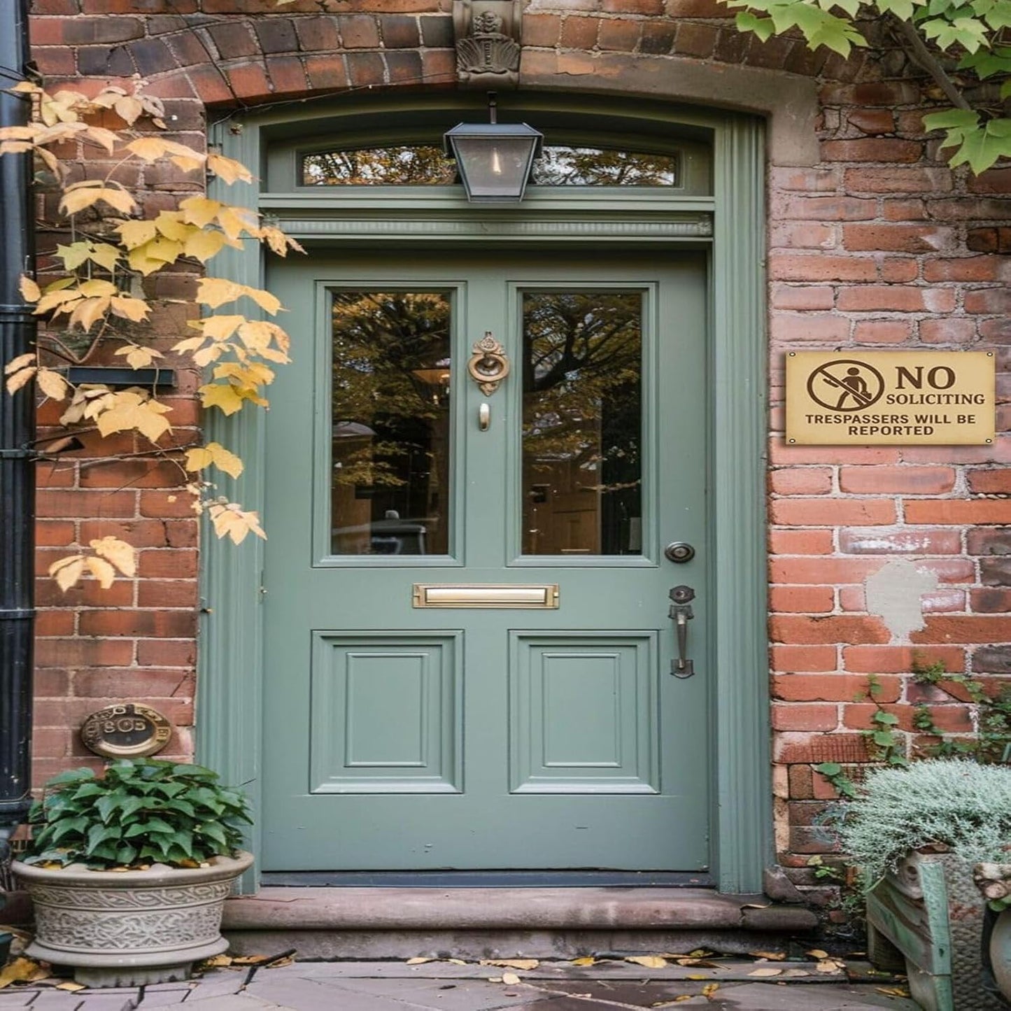 No Soliciting Sign for House - Trespassers Will Be Reported Warning Rust-Free Aluminum Metal Sign UV Printed Waterproof Outdoor No Soliciting Yard Sign for Front Door Fence Gate & Wall with Free Screws & Rope