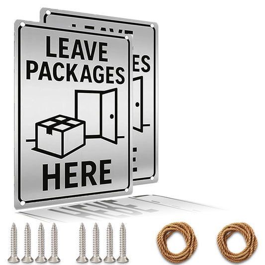 Leave Packages Here Sign 9x12 Inch - Aluminum Metal Delivery Signs for Packages Waterproof Rustproof UV Printed Custom Outdoor Delivery Instructions Sign with FREE Mounting Accessories