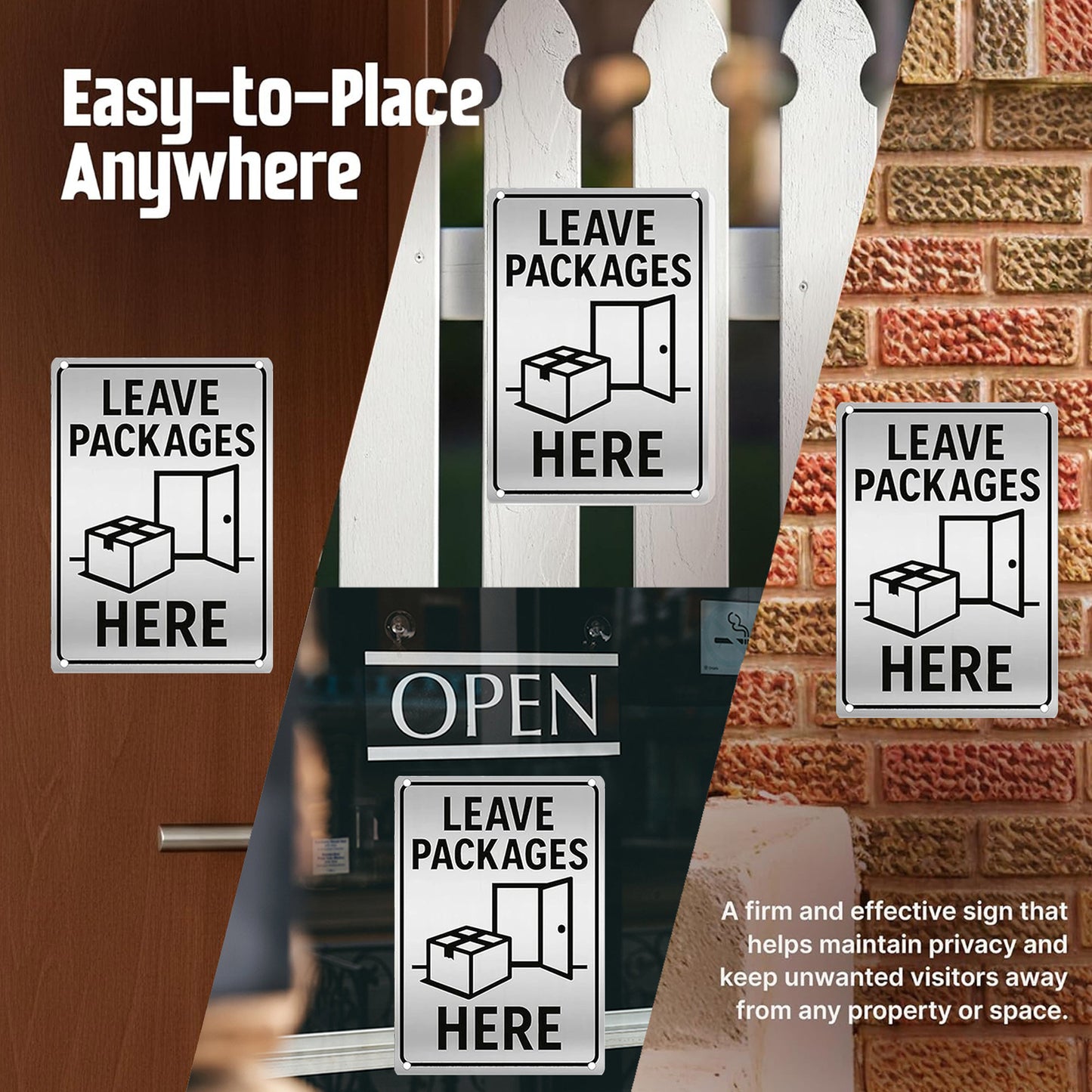 Leave Packages Here Sign 9x12 Inch - Aluminum Metal Delivery Signs for Packages Waterproof Rustproof UV Printed Custom Outdoor Delivery Instructions Sign with FREE Mounting Accessories