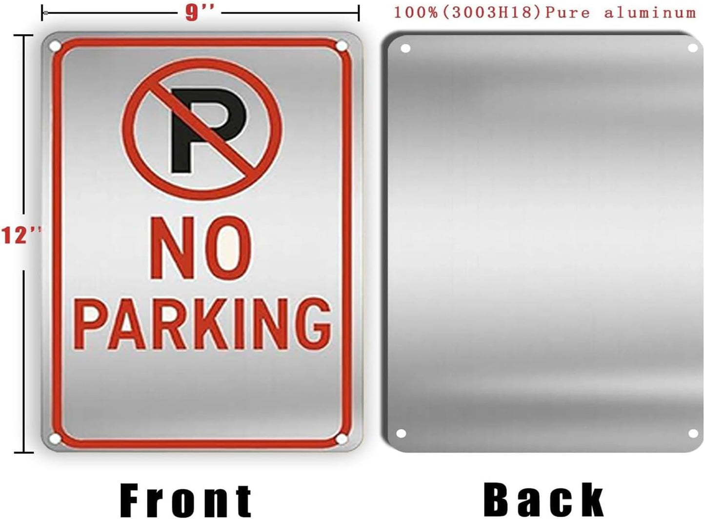 No Parking Signs 9x12 Inch - Heavy Duty Aluminum Metal Outdoor Sign Waterproof Rustproof UV Printed No Parking Sign for Driveway Private Property Fire Lane with Free Mounting Accessories