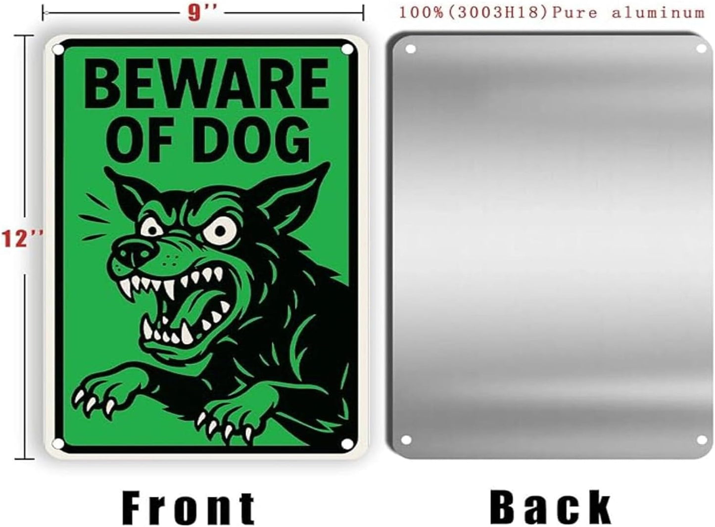 Beware of Dog Sign - UV Printed Waterproof Rust-Free Aluminum Metal Warning Sign with Free Screws & Rope | Fits as Beware of Dog Signs for Fence German Shepherd/Themed Signs for Home Security