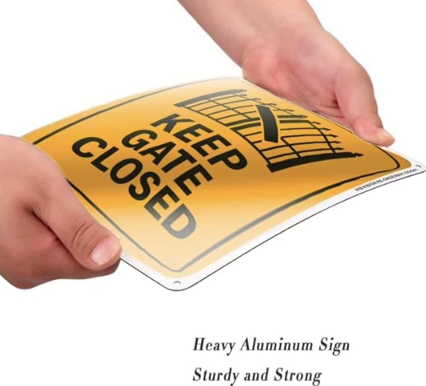 Keep Gate Closed Sign – 2 Pack 9x12 Inch Rustproof Aluminum Warning, Weatherproof Metal Gate for Outdoor Fence, Includes Screws & Jute Rope for Easy Hanging